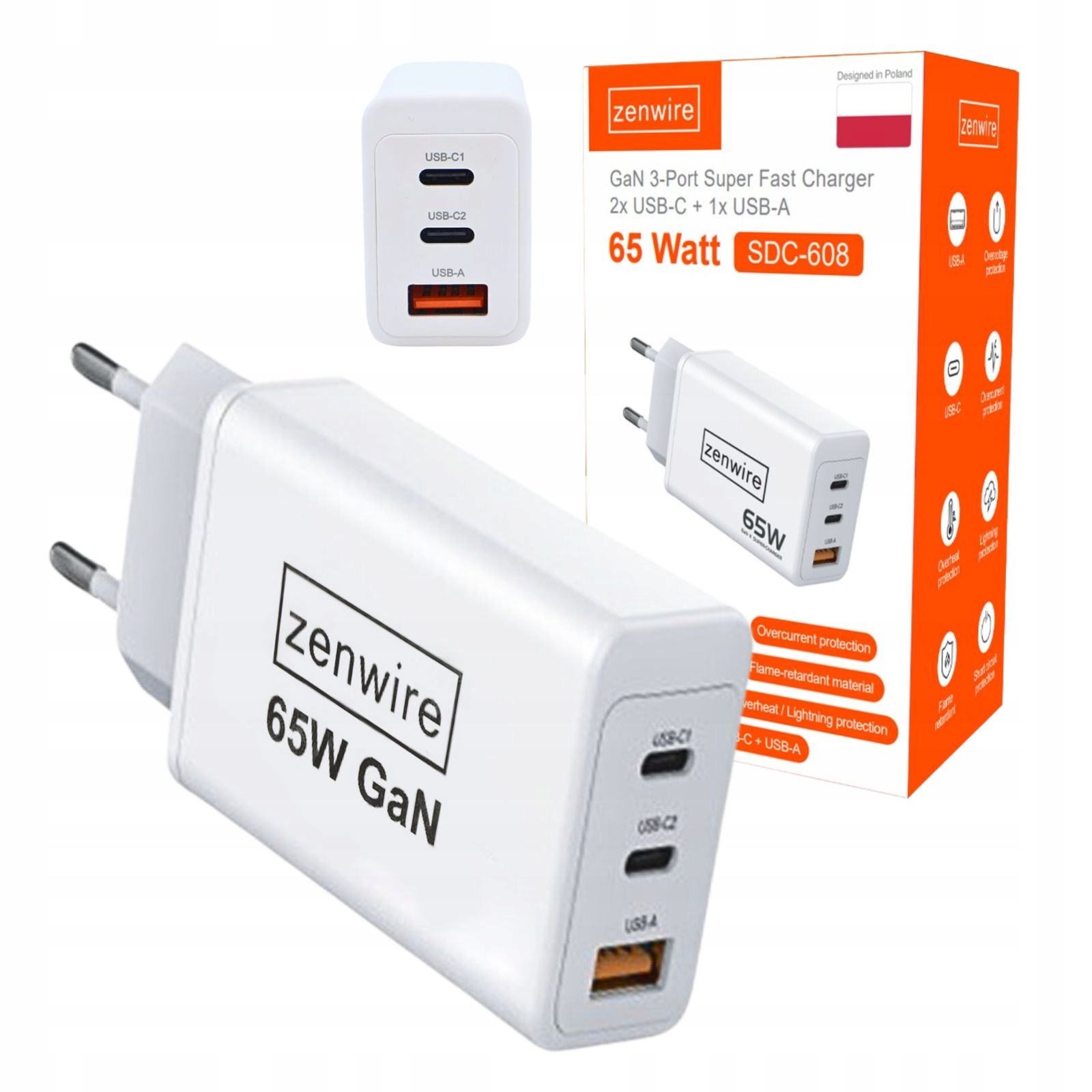 Kluczowe zalety ładowarki Zenwire 65W USB-C USB-A GaN 3