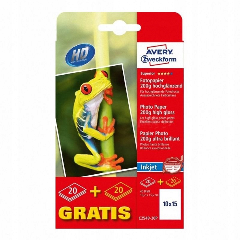 Avery Papier Foto Wysoki Połysk 102x152 C2549-20P – Idealny do Twoich zdjęć
