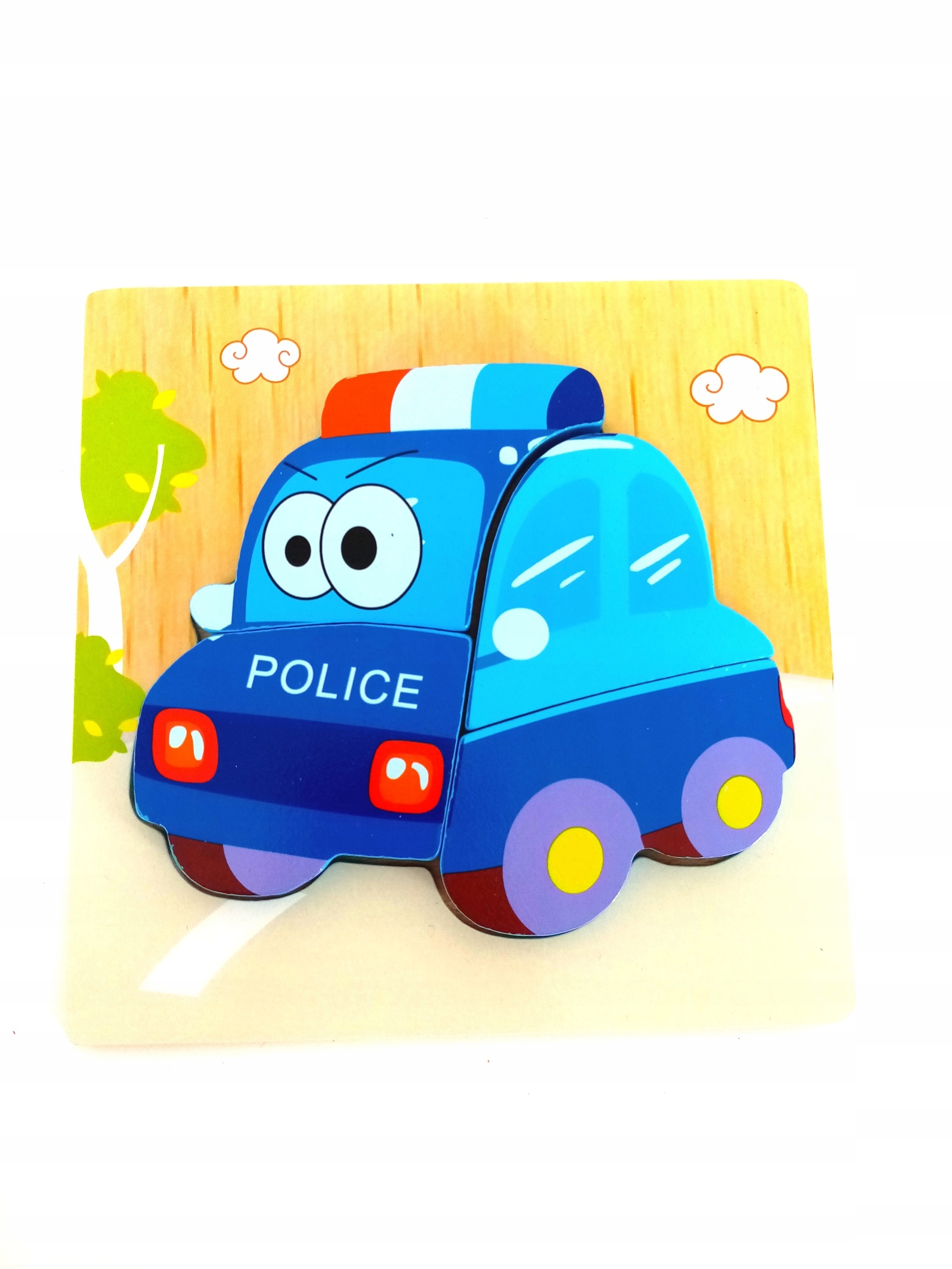 TG50030 PUZZLE DREWNIANE UKŁADANKA POLICJA AUTO POJAZD – Idealna zabawa dla najmłodszych