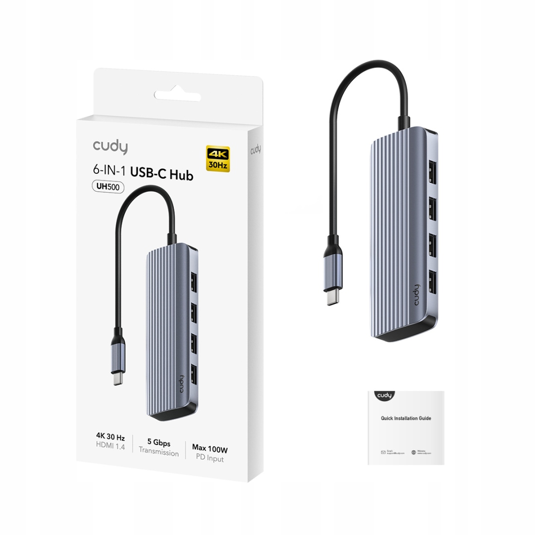 Cudy UH500 – Wszechstronny hub USB 3.2 Gen 1 z 6 portami