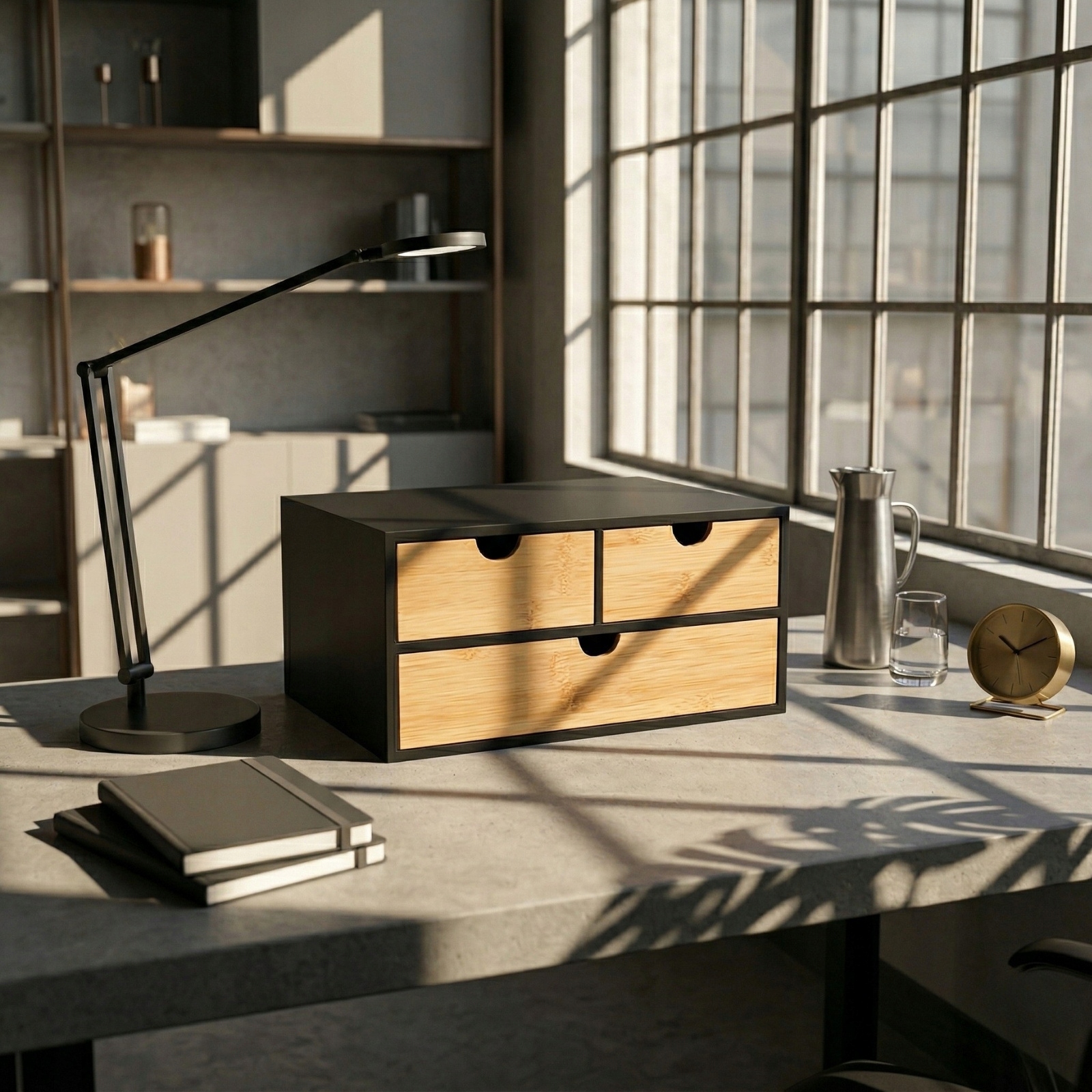 Bambusowy organizer na biurko HEGO – Elegancka organizacja przestrzeni roboczej