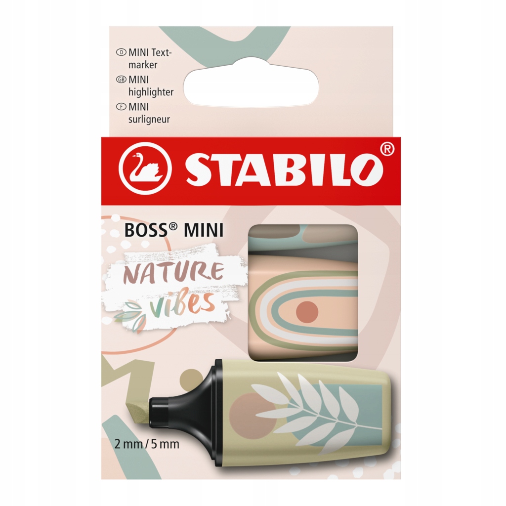 Zakreślacz STABILO Boss Mini Nature vibes – Zestaw 3 kolorów dla kreatywnych