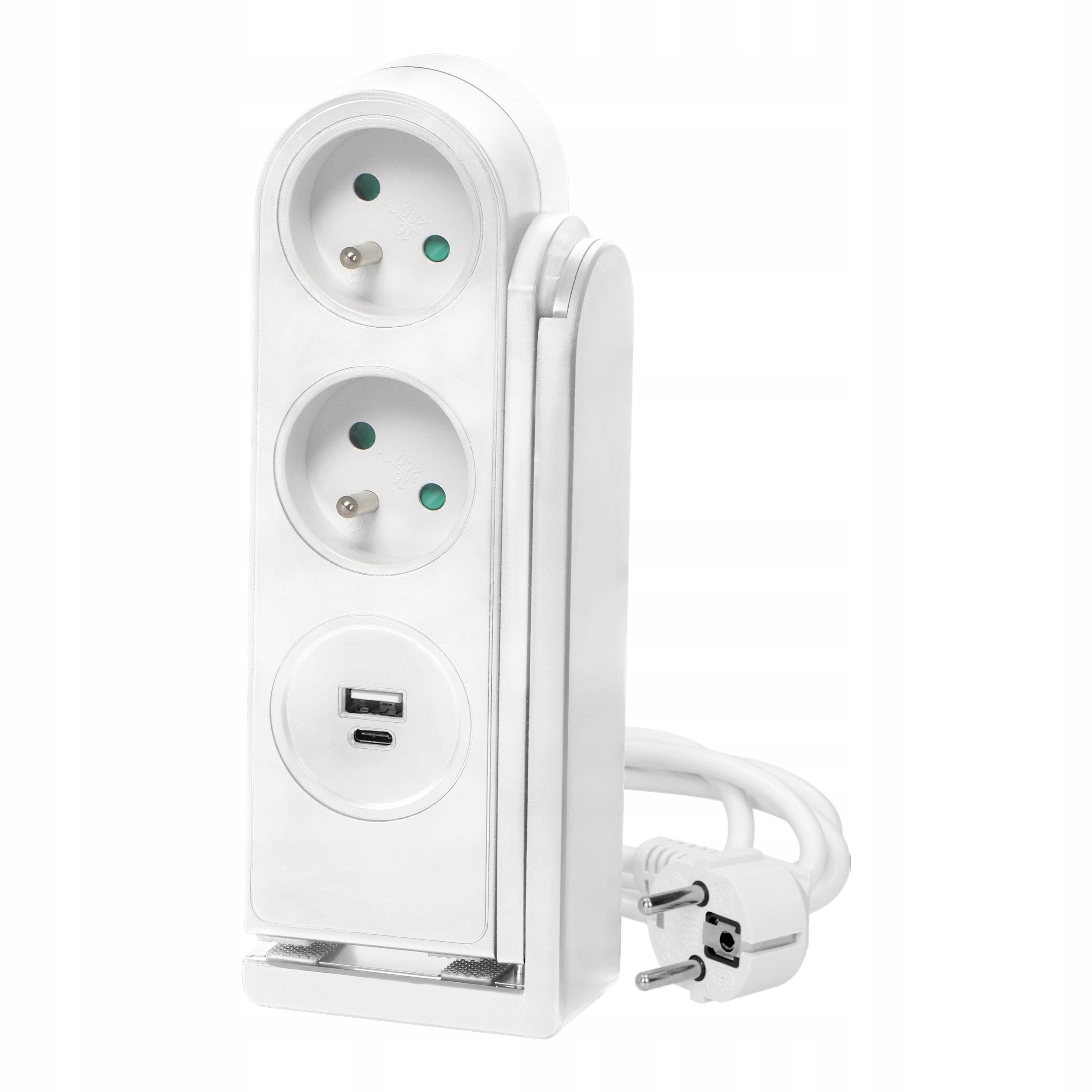 Listwa zasilająca z ładowarką USB i sprężynowym zaciskiem mocującym – Wygodne zasilanie w biurze