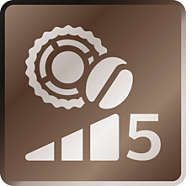 Regulacja ilości kawy, 6 ustawień mocy aromatu, 5 ustawień młynka