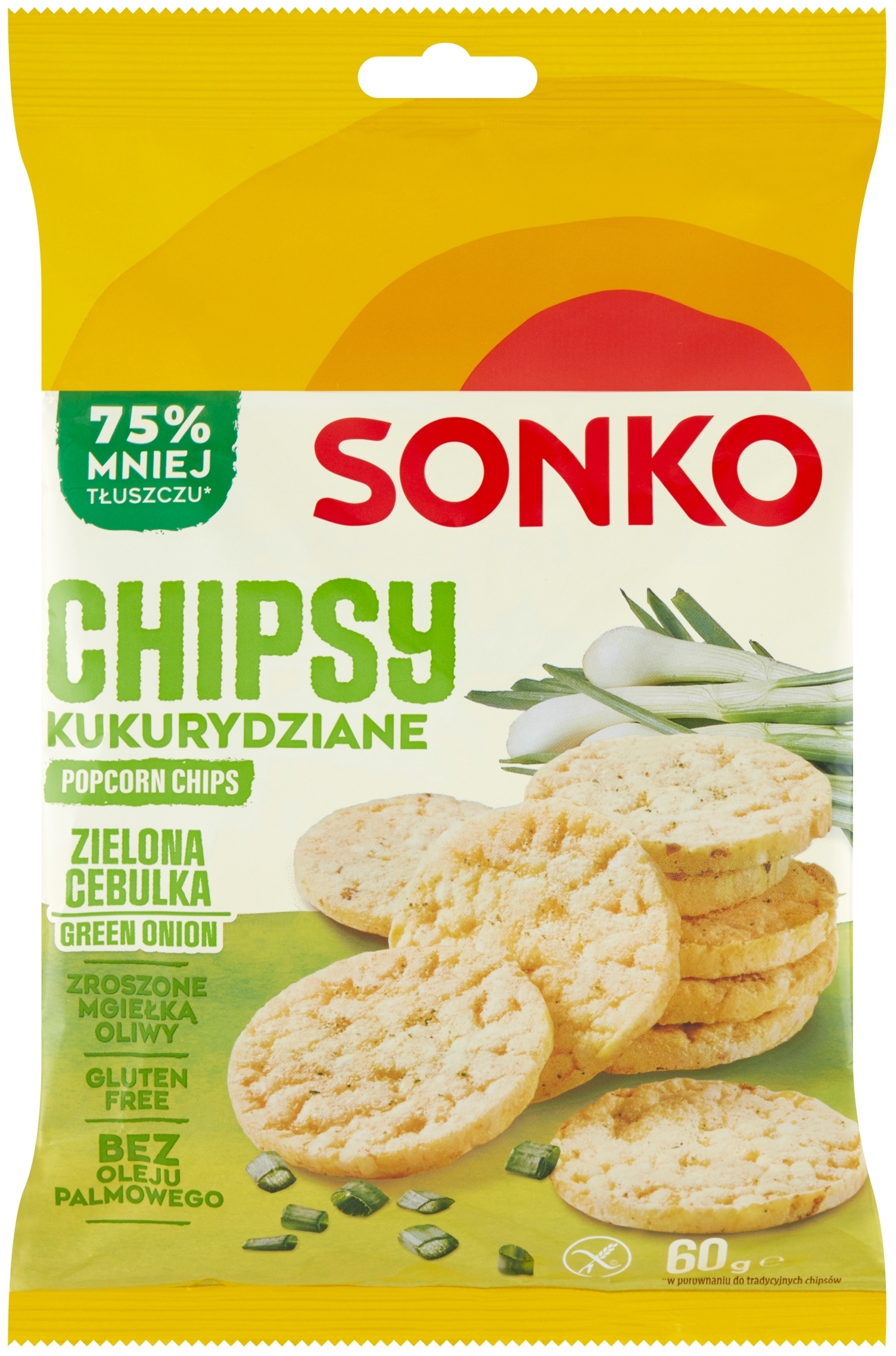 Sonko Talarki popcornowe zielona cebulka* 60 g – Chrupiąca przekąska na każdą okazję