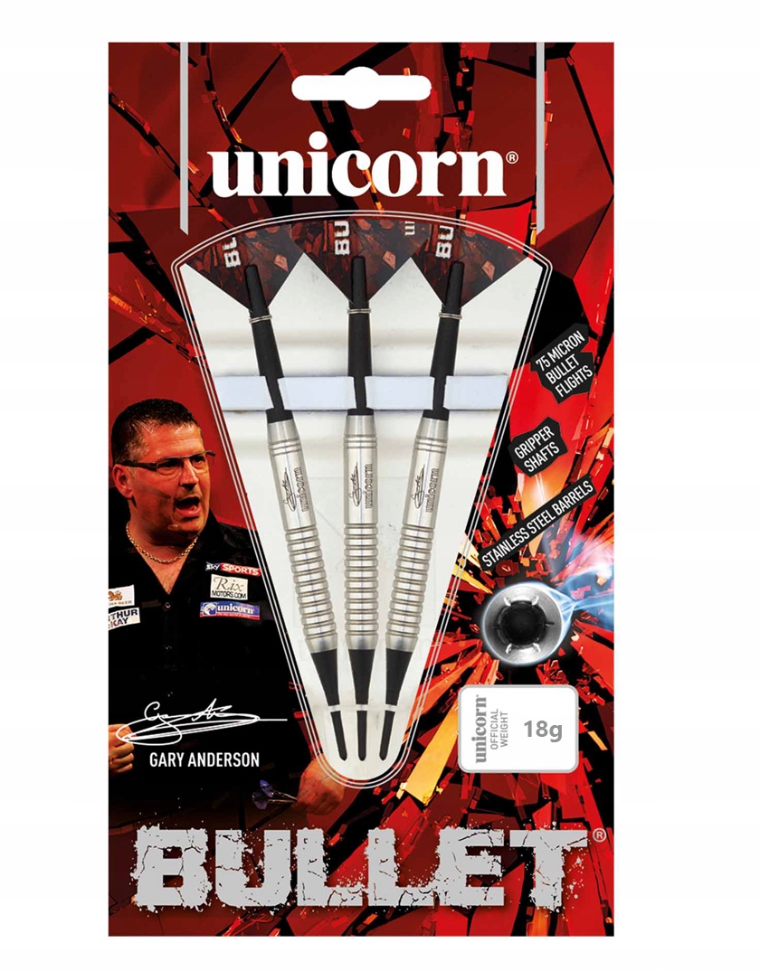 Rzutki soft tip BULLET STAINLESS STEEL - Gary Anderson 18 g – Idealne dla wymagających graczy