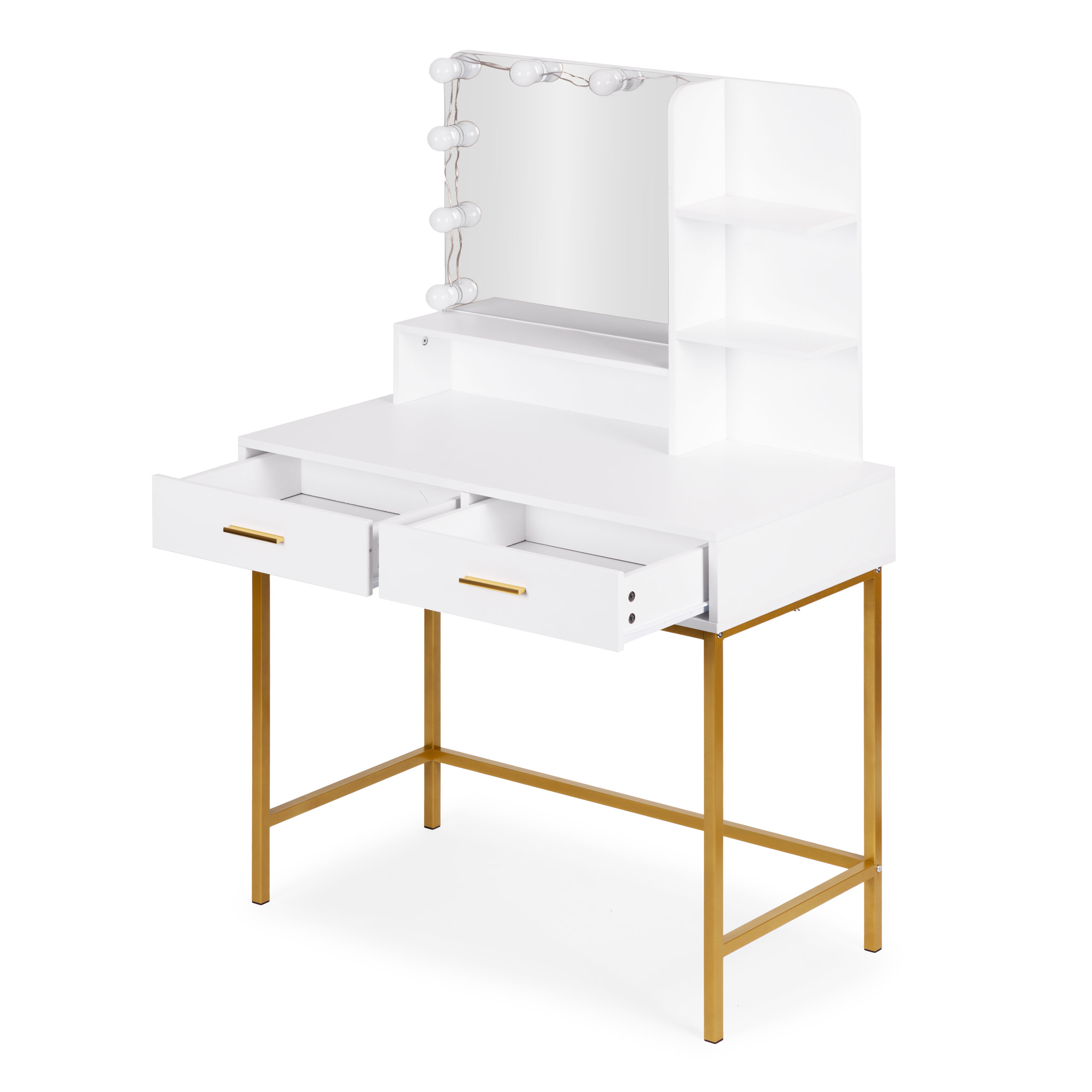 Nowoczesny design – Biała toaletka z elementami złota