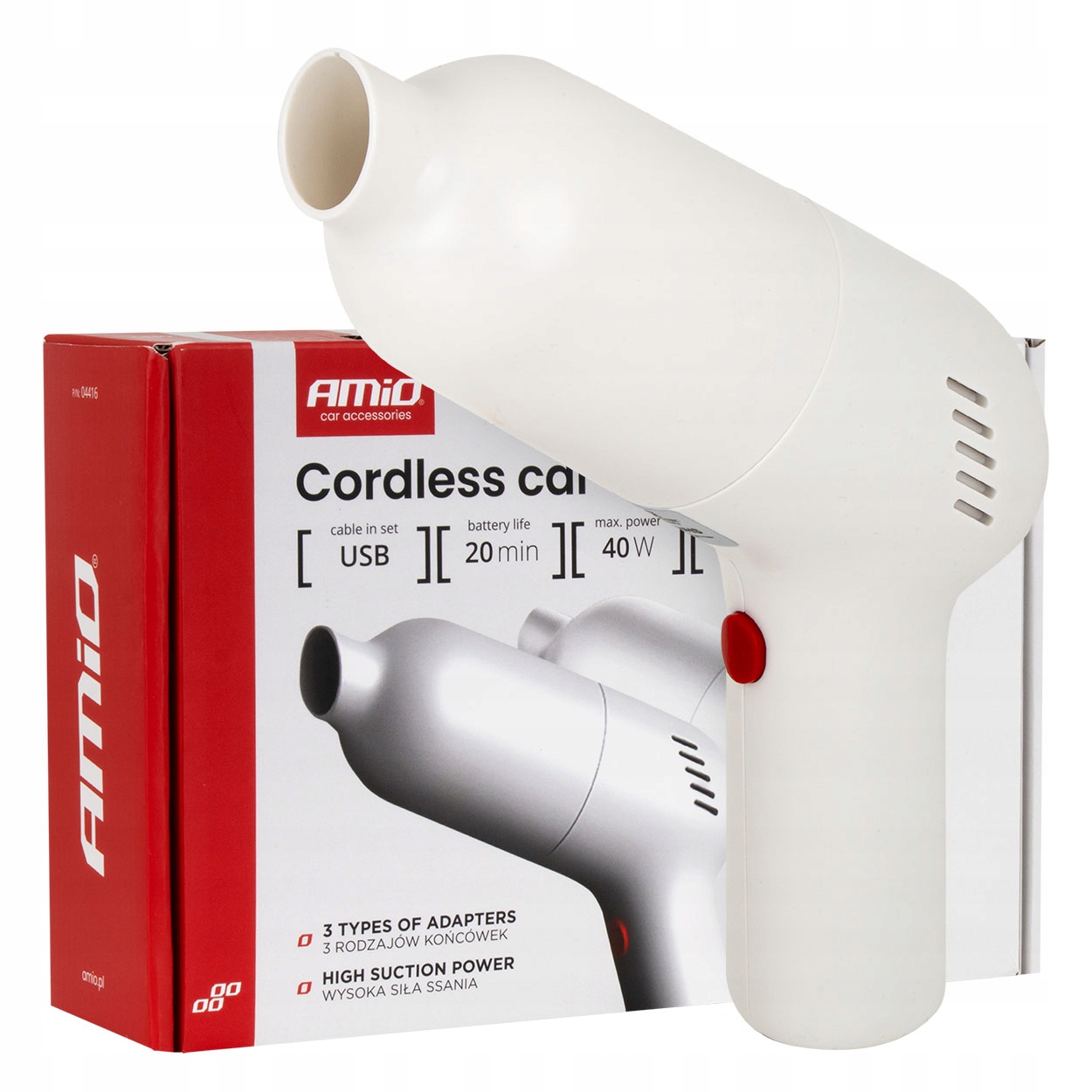 Odkurzacz samochodowy bezprzewodowy 40W 4,5kPa USB-C VC-07 HEPA AMIO-04415