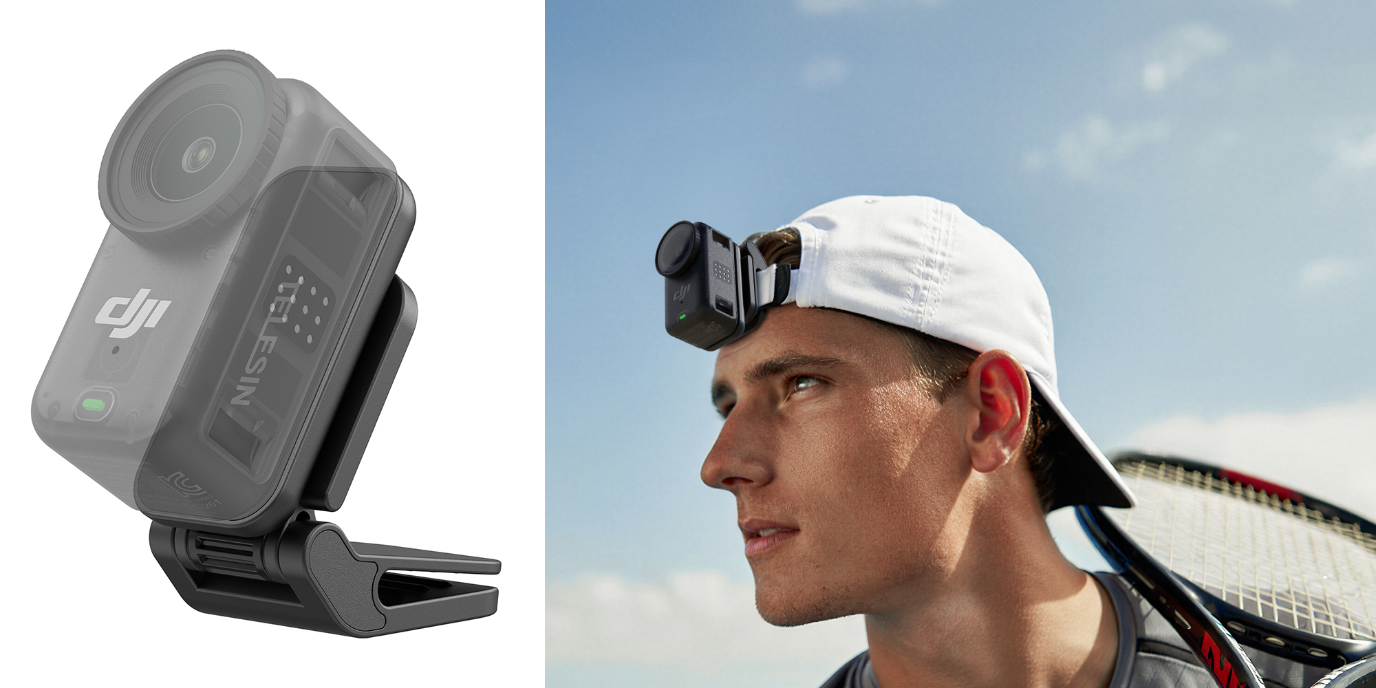 width=100% Magnetyczny klips do czapki Telesin S3-HMH-05-TDJ do kamer DJI Osmo Nano