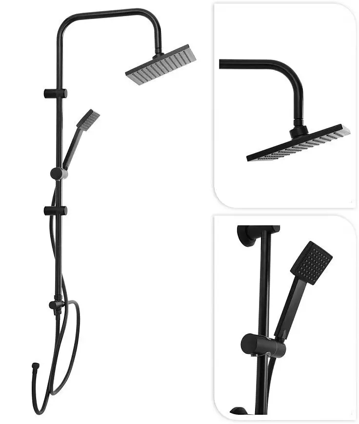 Kwadratowa deszczownica i słuchawka prysznicowa – Nowoczesny design