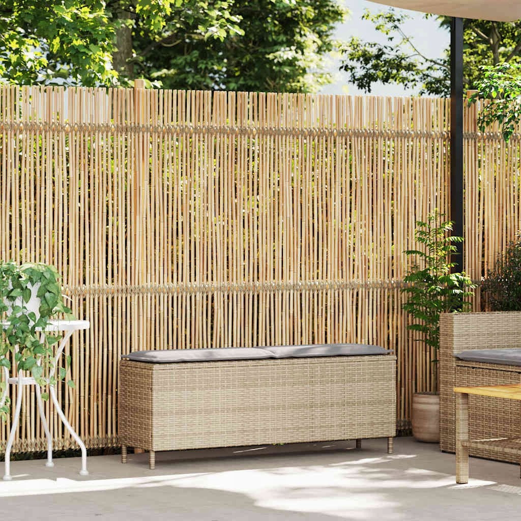 Ławka ogrodowa z poduszką beżowa 110x30x40,5 cm polirattan – Idealne miejsce do relaksu na świeżym powietrzu