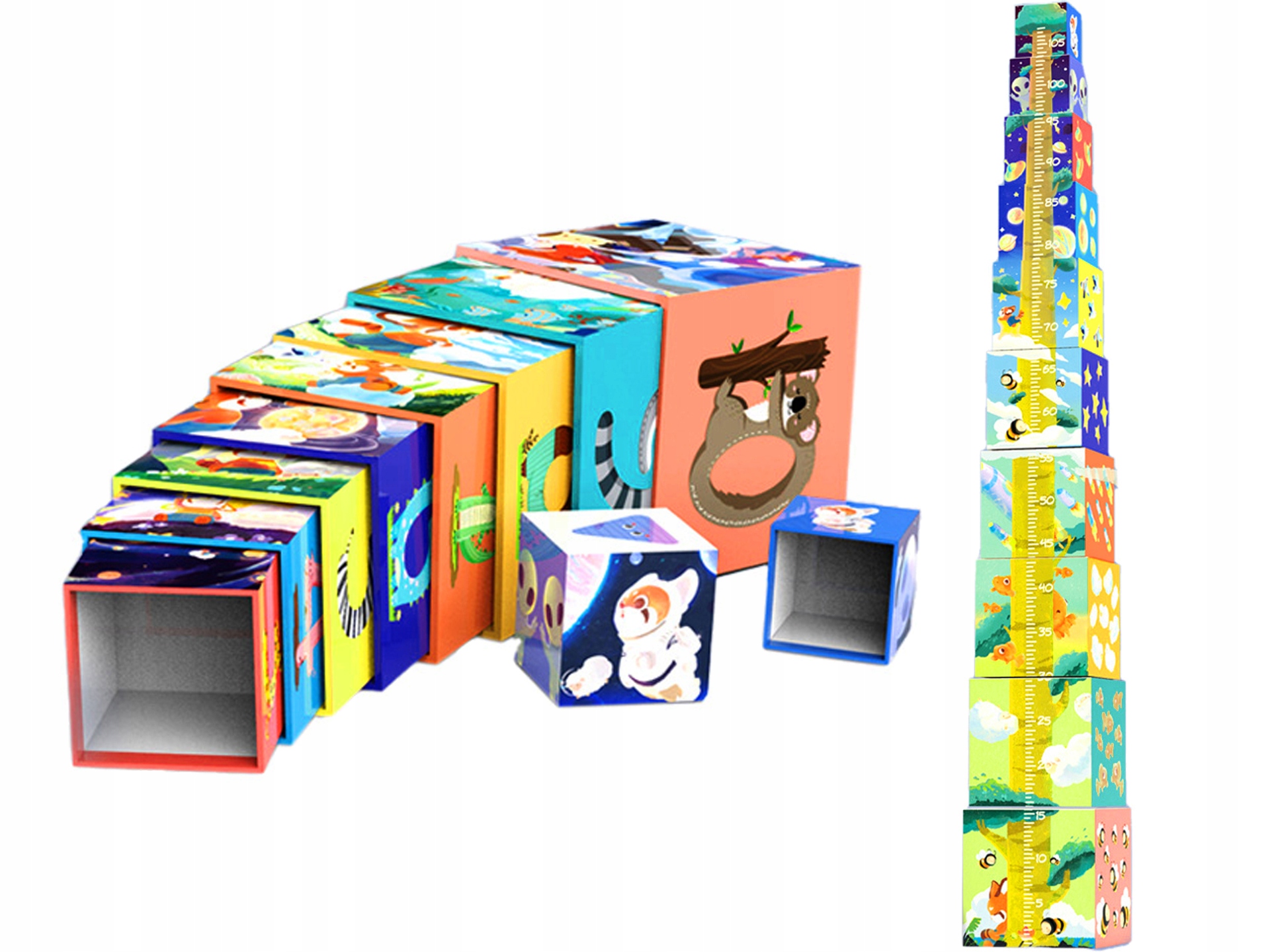 Zestaw 10 kolorowych kostek do nauki i zabawy