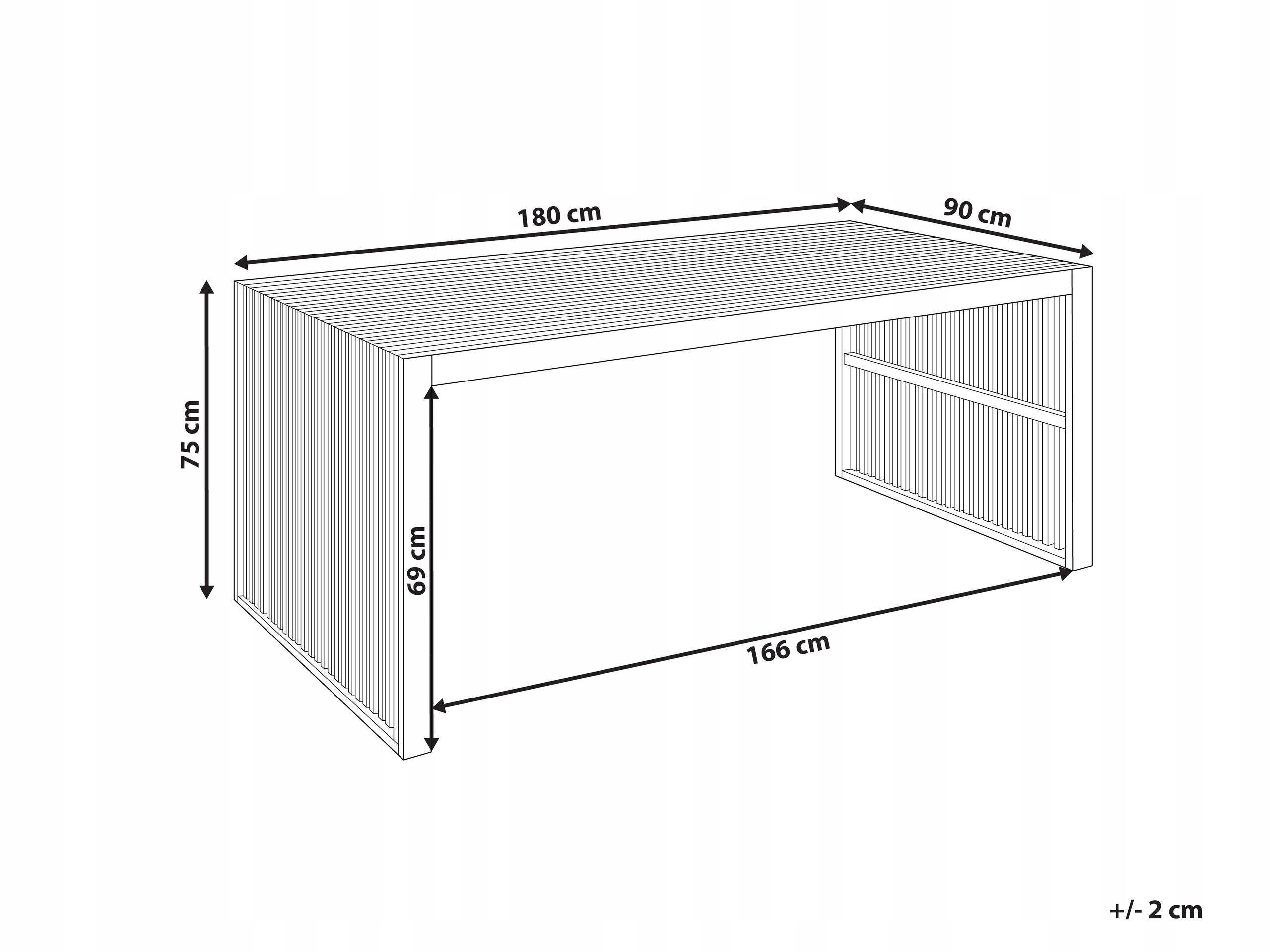 Wymiary stołu: 180 cm x 90 cm x 75 cm