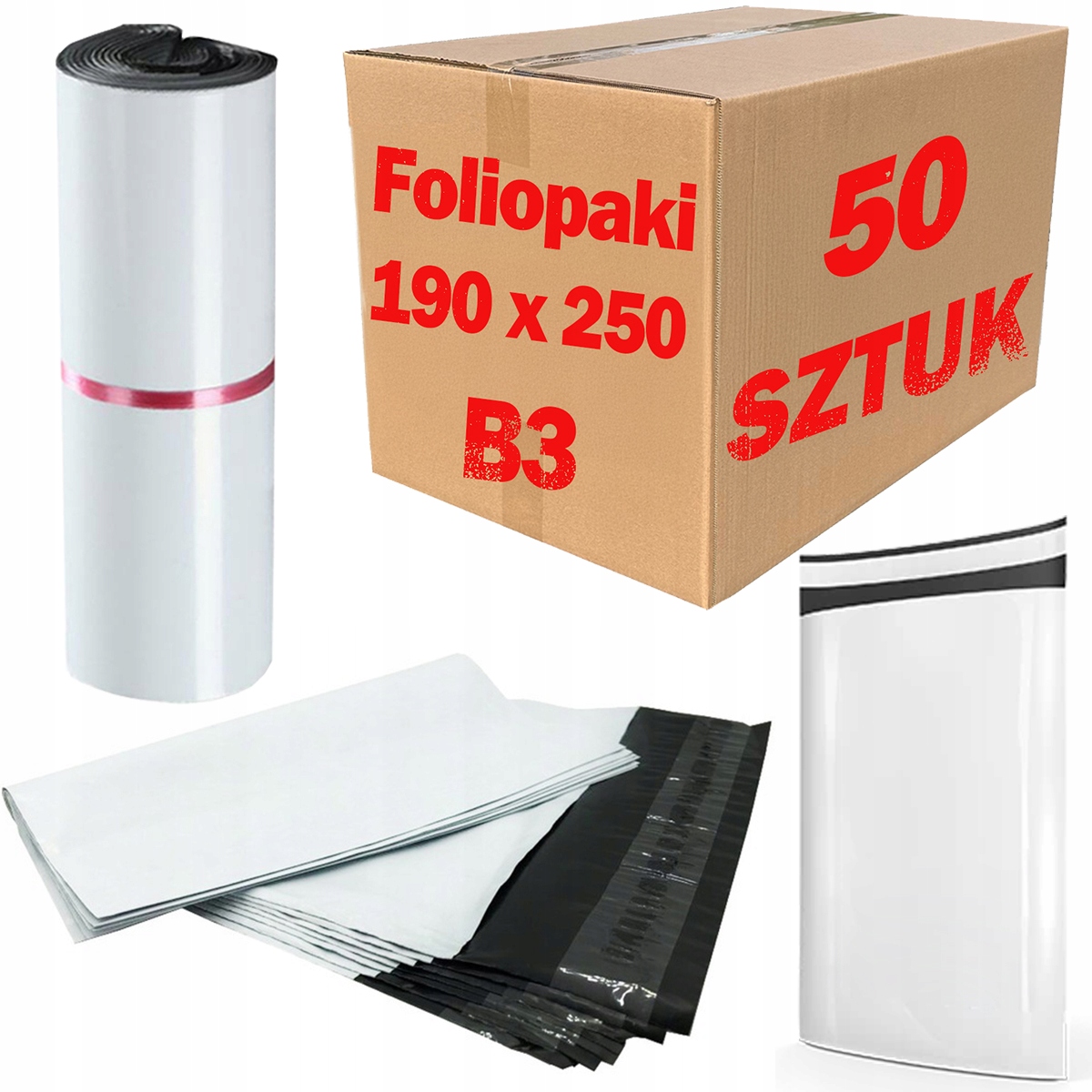 Foliopaki Kurierskie Białe B5 190x250mm - 50 szt. – Idealne rozwiązanie do pakowania