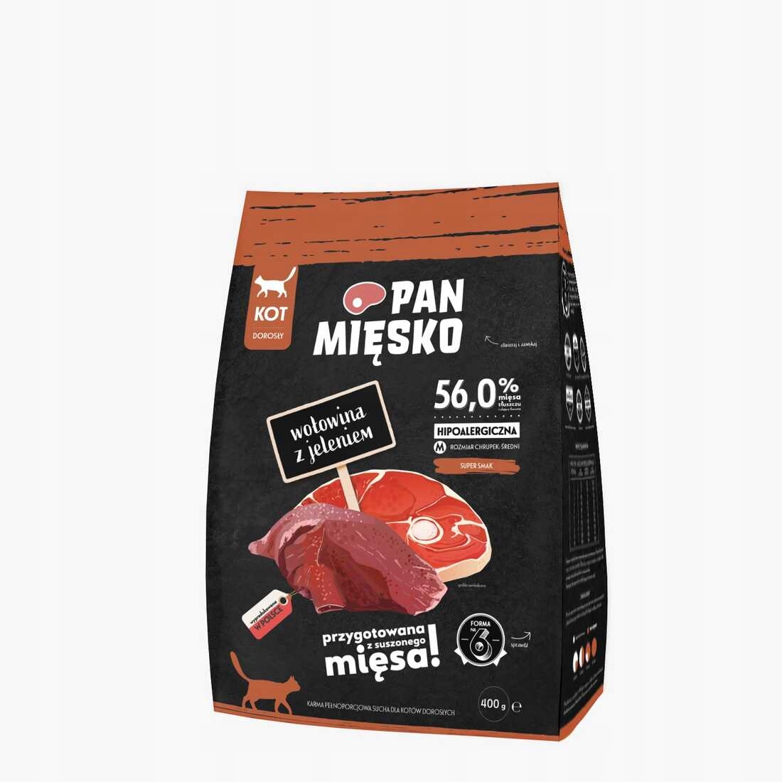 Karma sucha dla kota Pan Mięsko – Wołowina z Jeleniem 400g