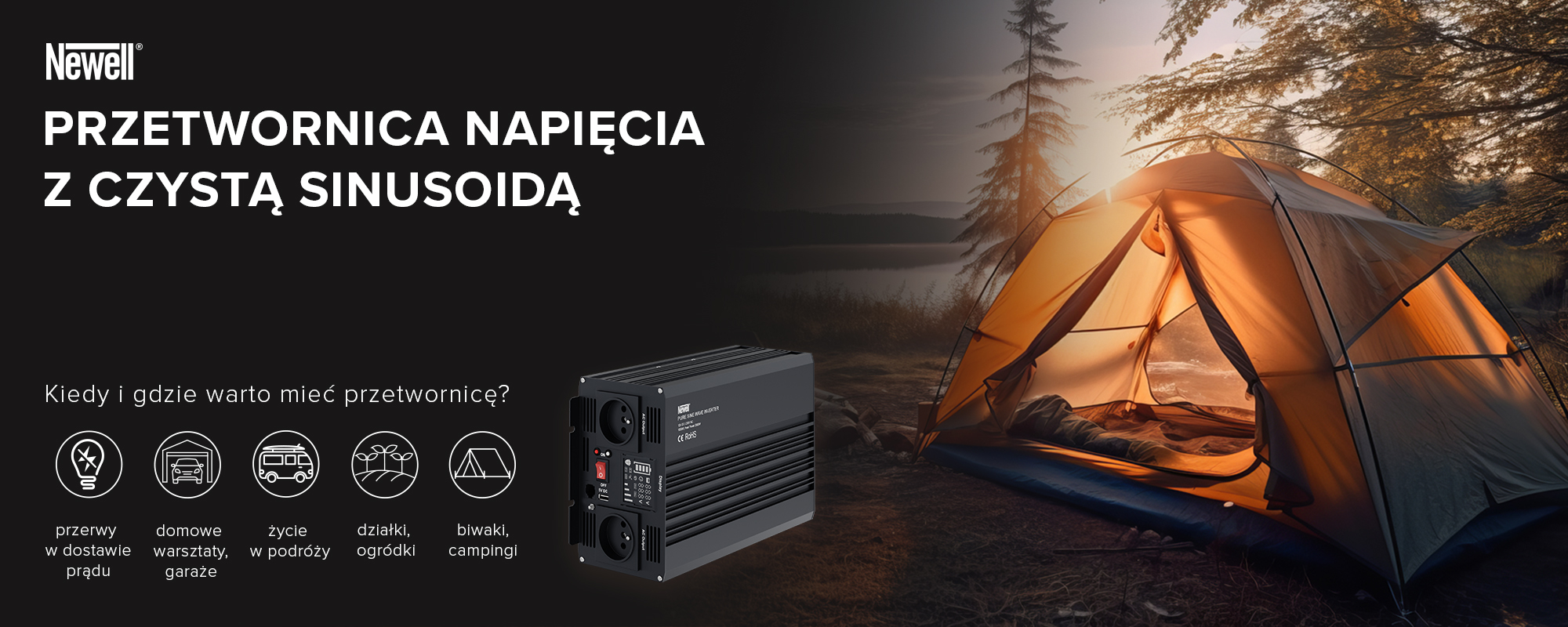 Przetwornica napięcia Newell z czystą sinusoidą - 12 V _ 230 V, 300 W