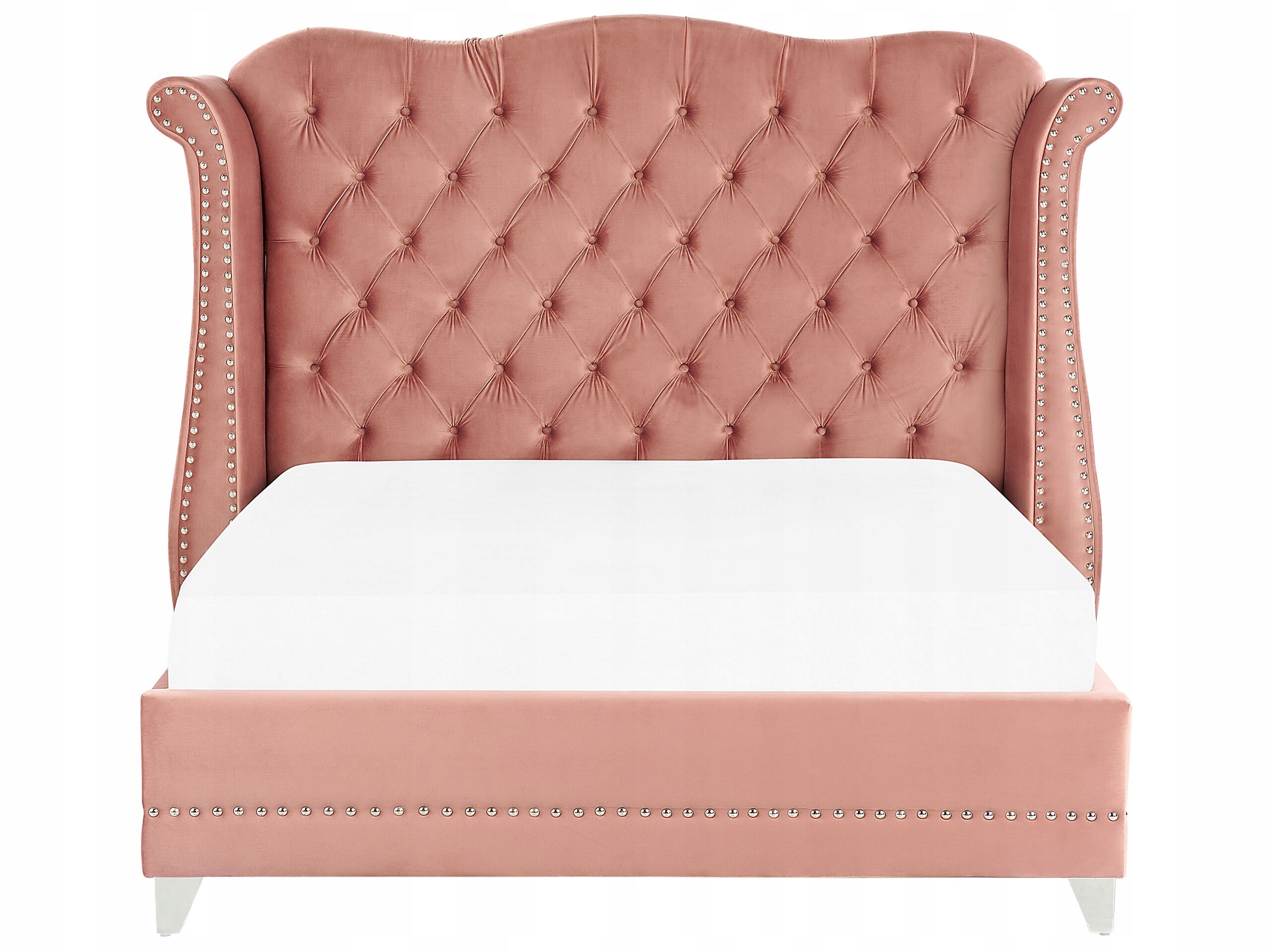 Łóżko welurowe 160 x 200 cm różowe AYETTE – Elegancja w Twojej sypialni