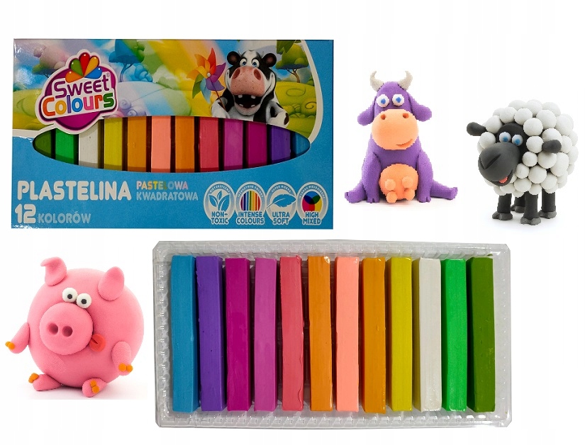 Teka Plastelina kwadratowa pastelowa 12 kolorów – Kreatywna zabawa dla dzieci