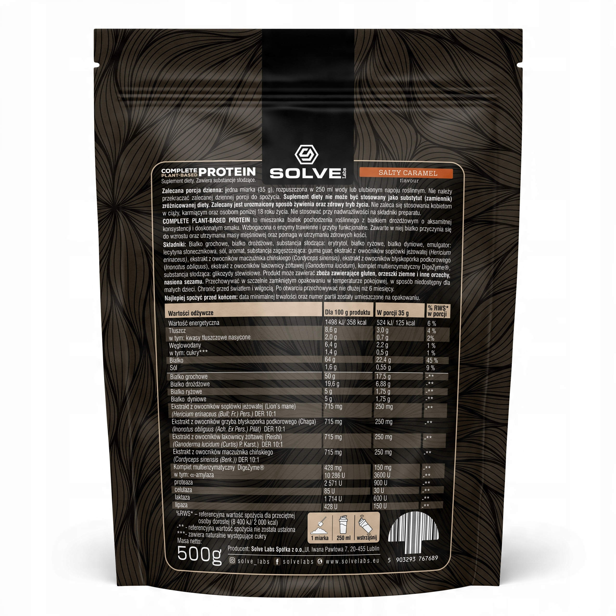 Solve Labs Complete Plant-based Protein 500g – Wegańska odżywka białkowa o smaku słony karmel