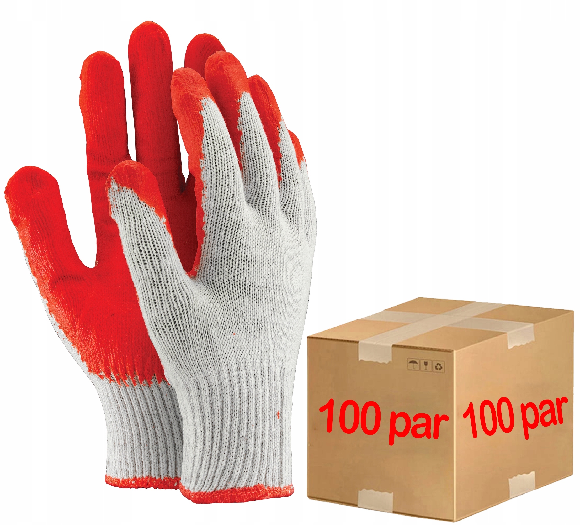 Rękawice robocze OX-UNIWAMP_C – Czerwone, Rozmiar 9 - L, 100 sztuk