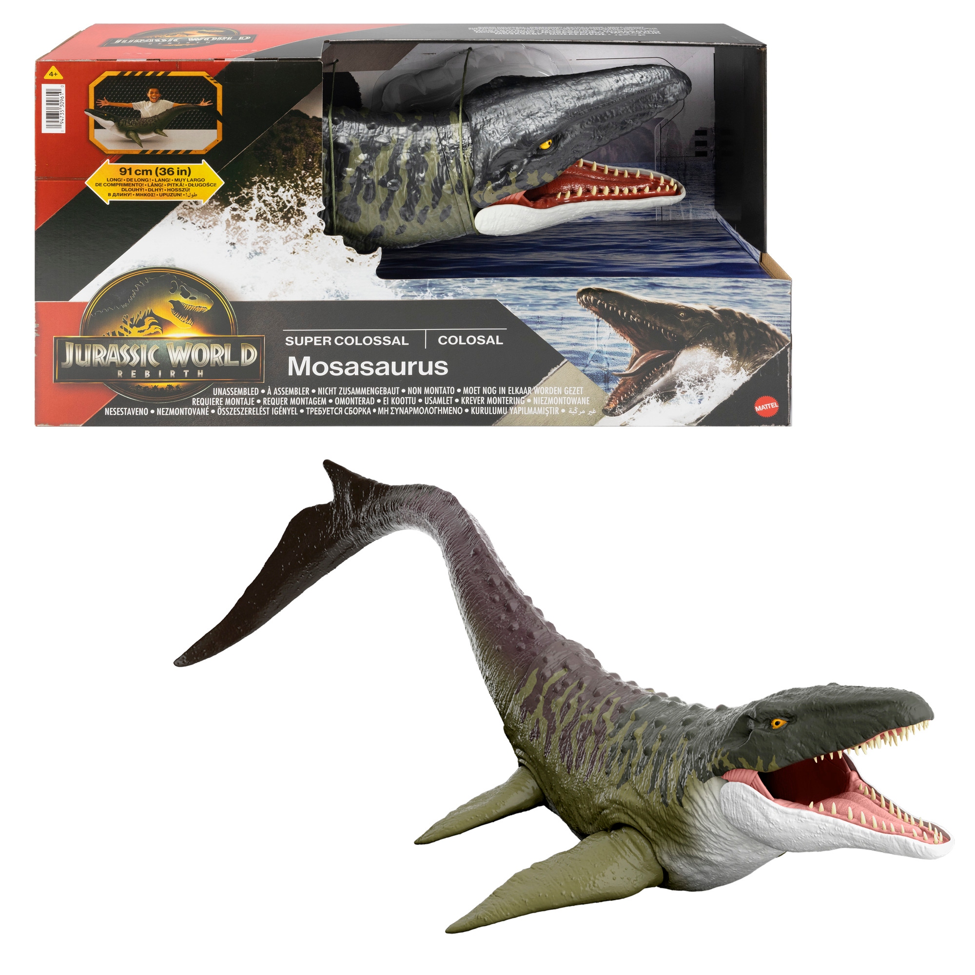 JURASSIC WORLD Kolosalny Mozazaur JGB51 – Przygoda w świecie dinozaurów