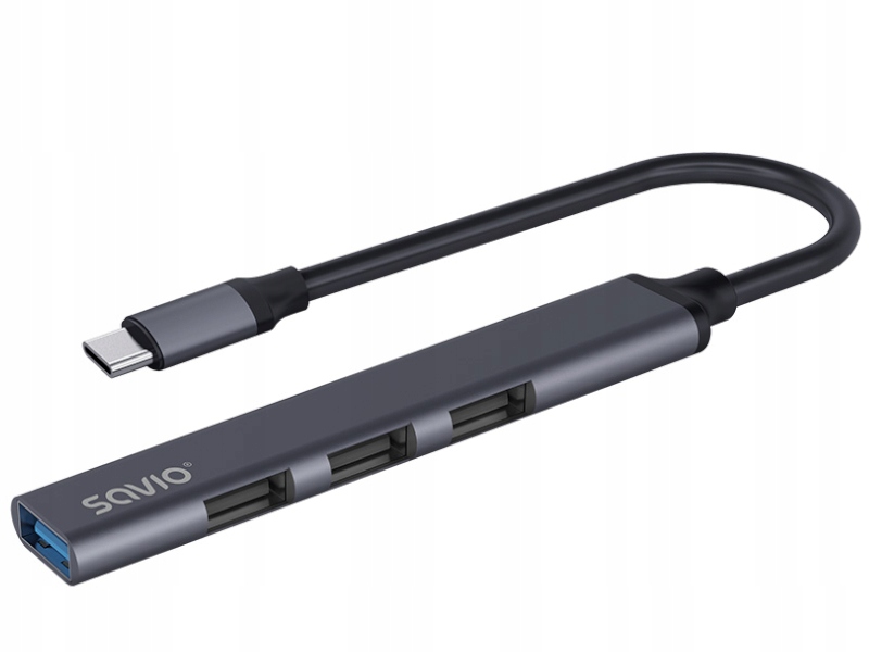 HUB USB Savio SAVIO HUB USB-C - 3 x USB-A 2.0, 1 x USB-A 3.0 – Rozszerz swoje możliwości