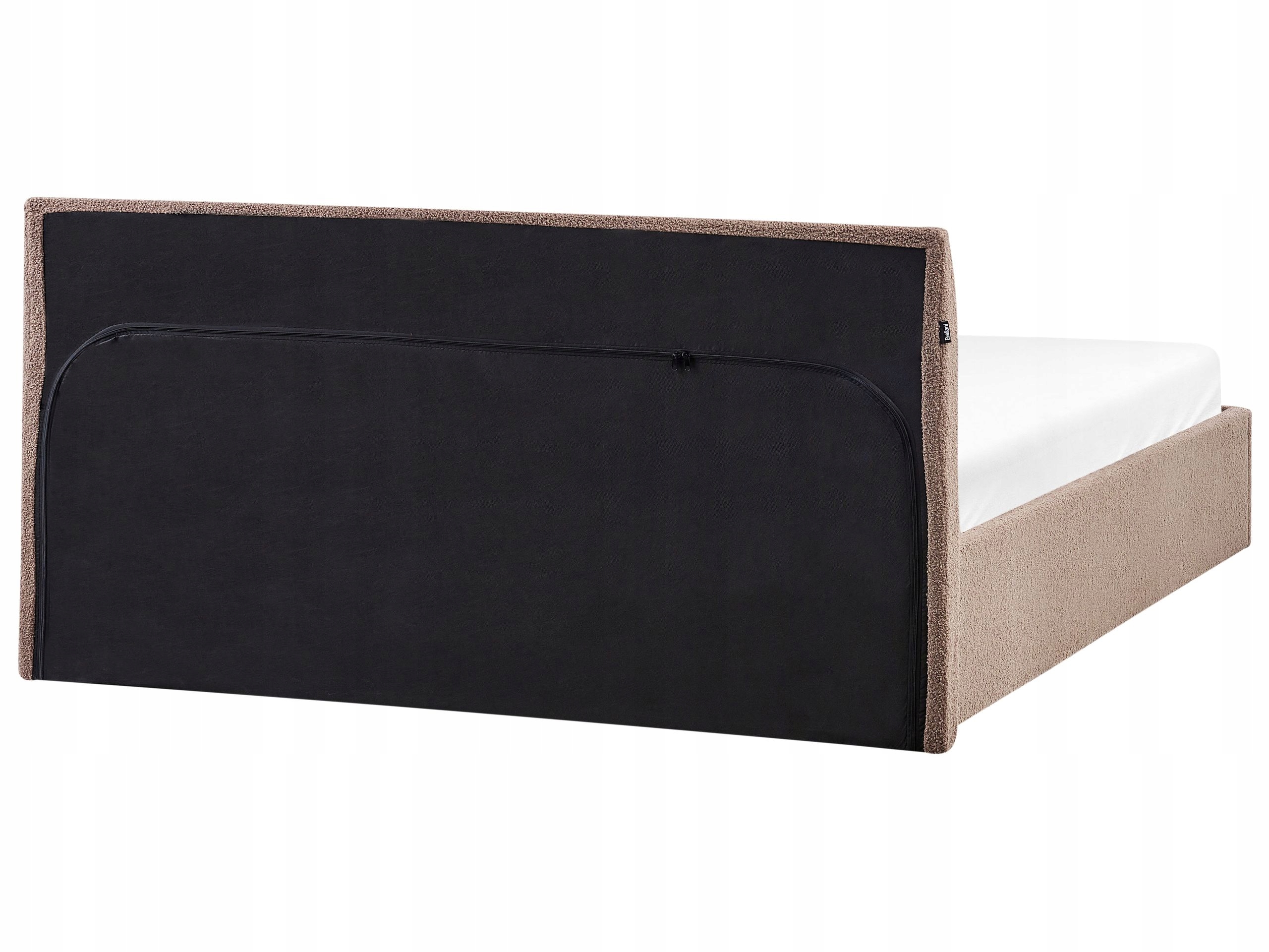 Łóżko z pojemnikiem Boucle ORBEY 180 x 200 cm Brązowy – Elegancja i funkcjonalność w Twojej sypialni