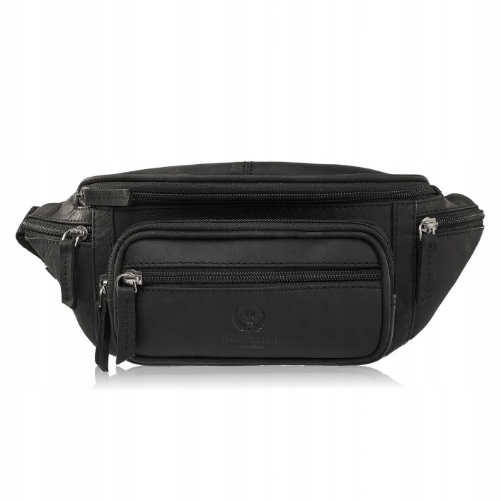 Saszetka męska skórzana klasyczna nerka biodrowa czarna vintage T-136-HBL – Elegancja i funkcjonalność w jednym