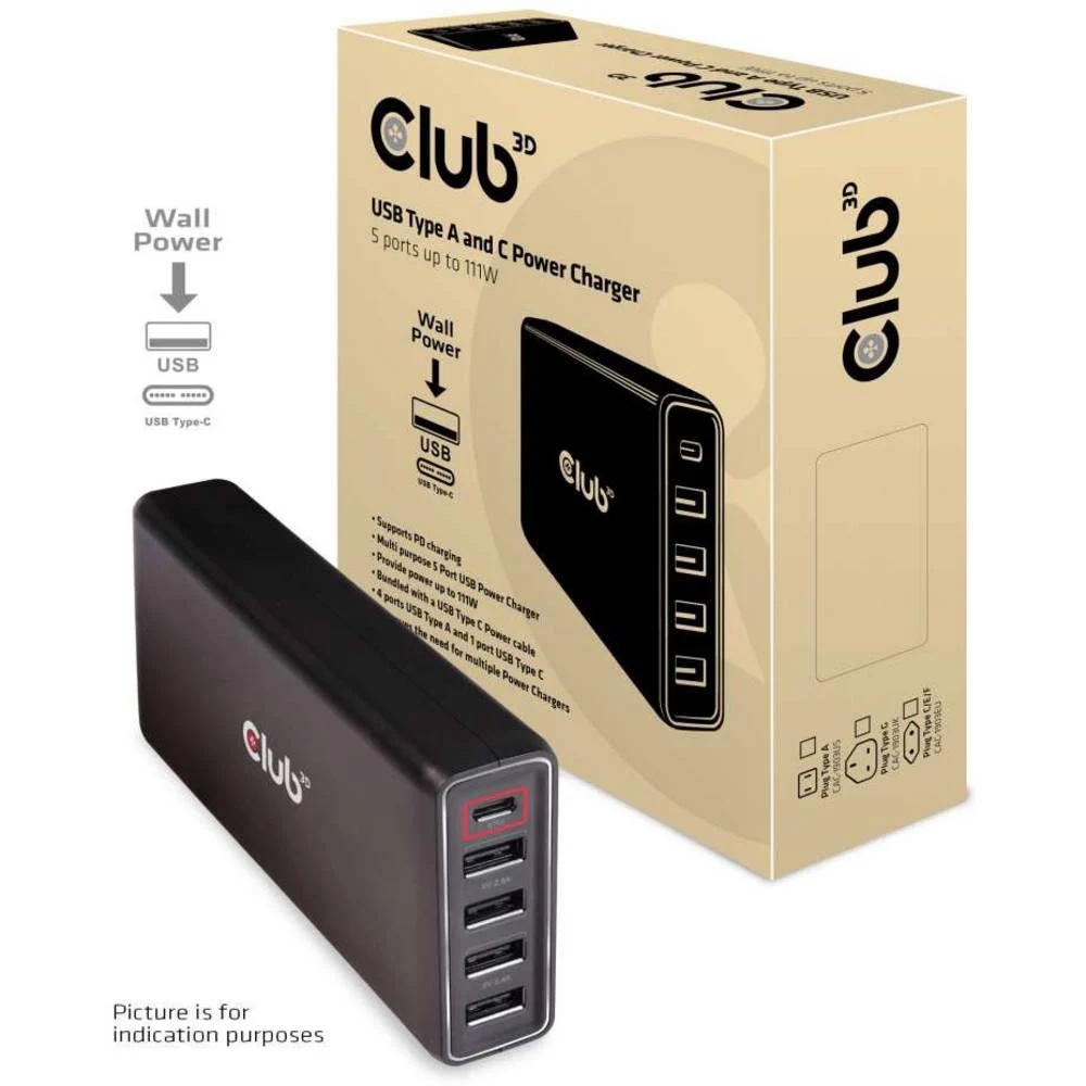 Club 3D CAC-1903EU – Wszechstronna ładowarka USB z 5 portami
