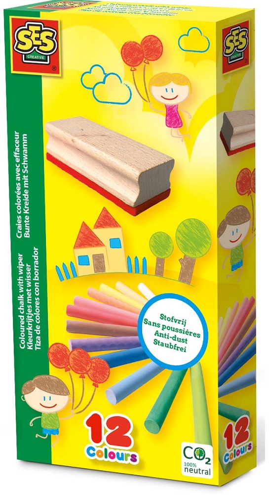 SES SES Kolorowa kreda w gąbką 12 kol. – Kreatywność dla najmłodszych
