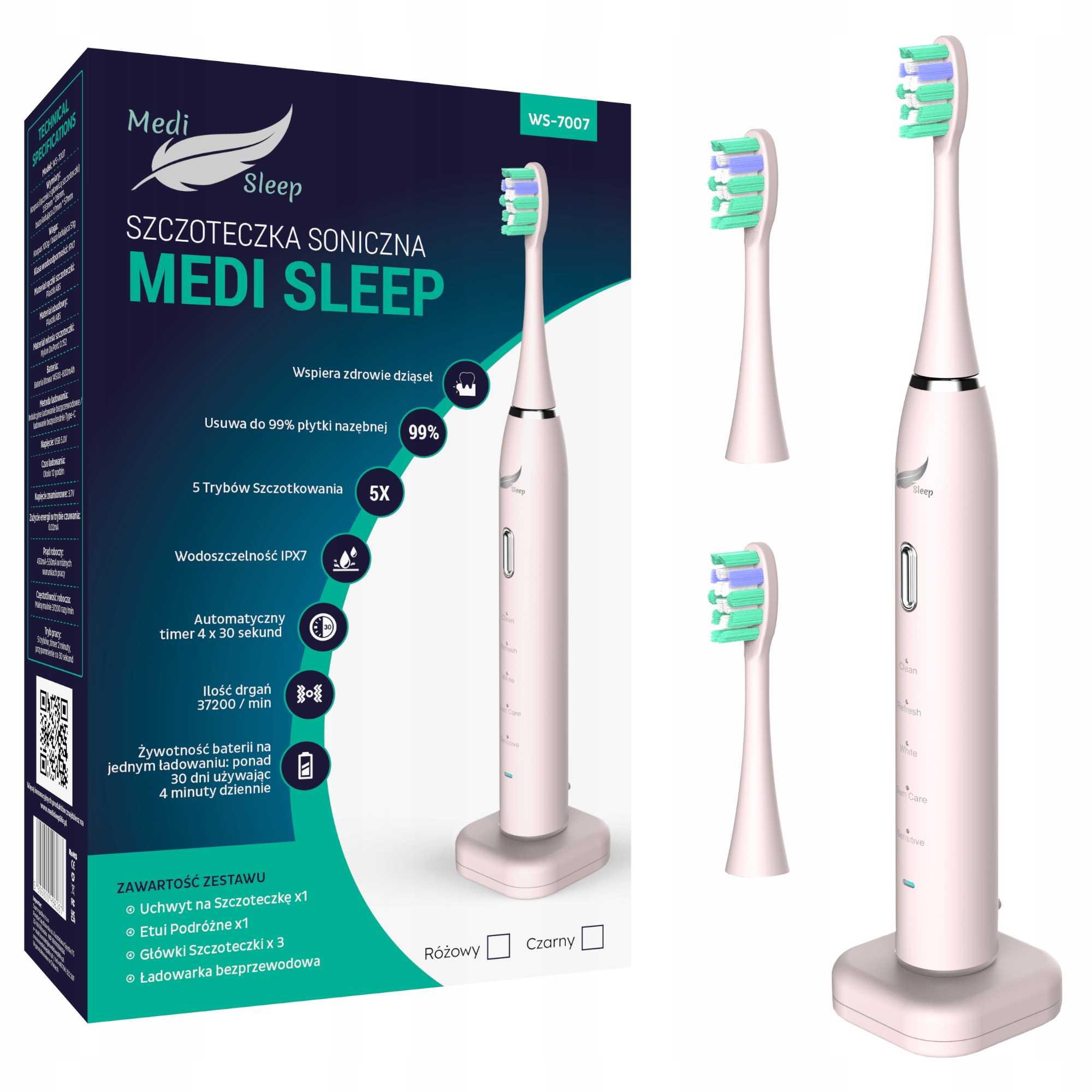 Szczoteczka soniczna do zębów Medi Sleep WS-7007 – Nowoczesna higiena jamy ustnej