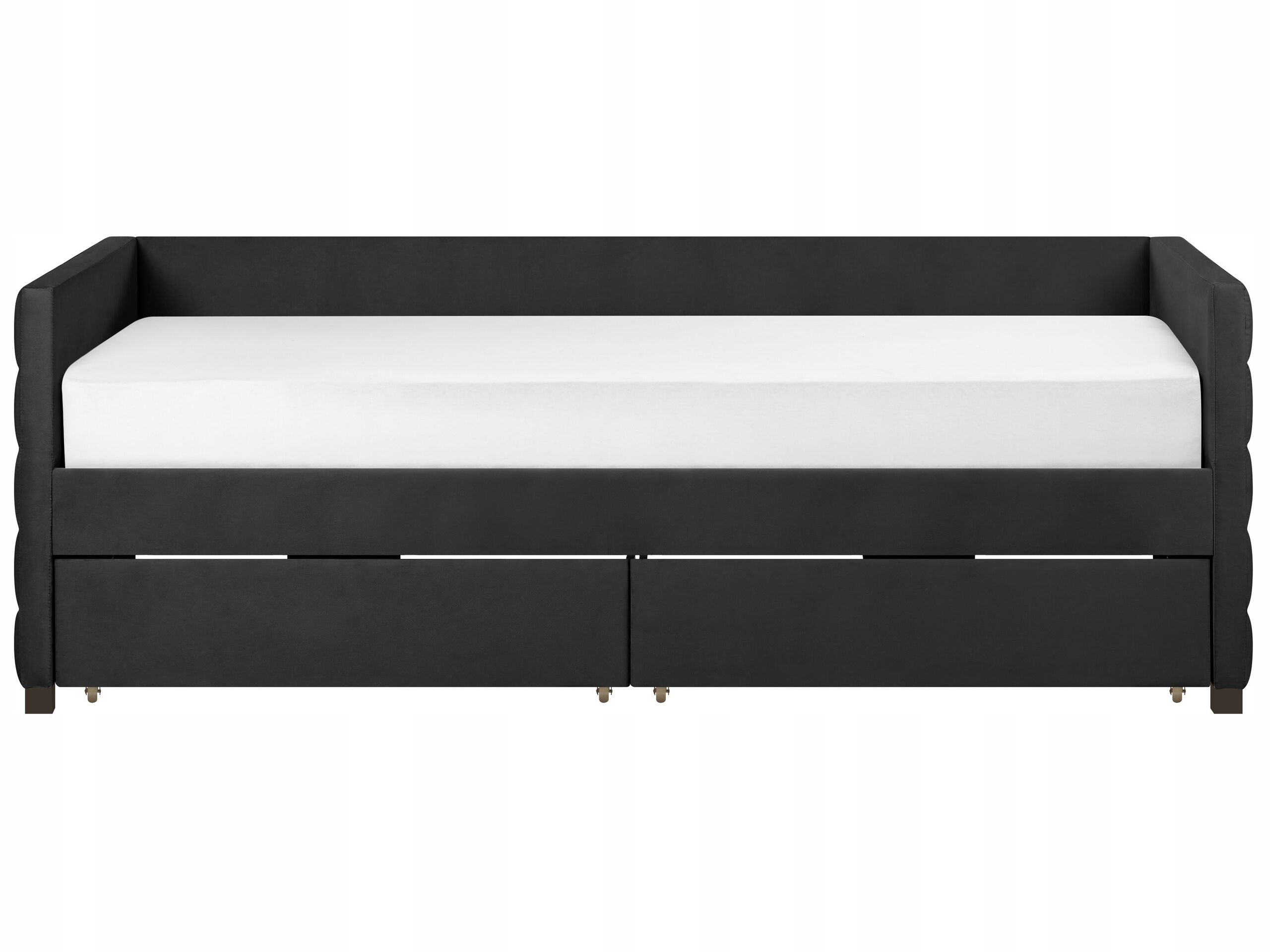 Łóżko dzienne z szufladami Welur MARRAY 90 x 200 cm Czarny – Elegancja i funkcjonalność w Twoim wnętrzu