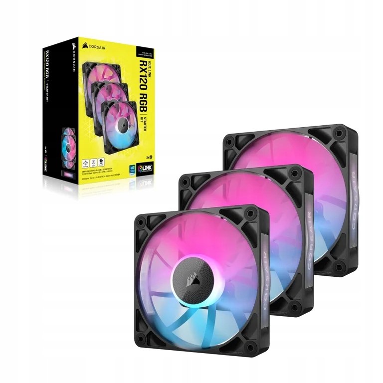 Corsair iCUE LINK RX120 RGB Czarny 3-pack – Wydajność i styl w Twoim komputerze