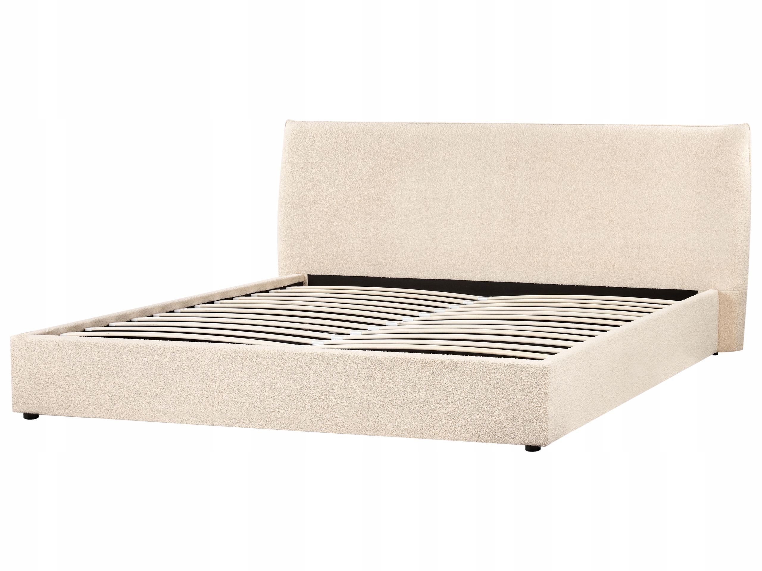 Łóżko z pojemnikiem Boucle LAVAUR 180 x 200 cm Beżowy – Komfort i styl w Twojej sypialni