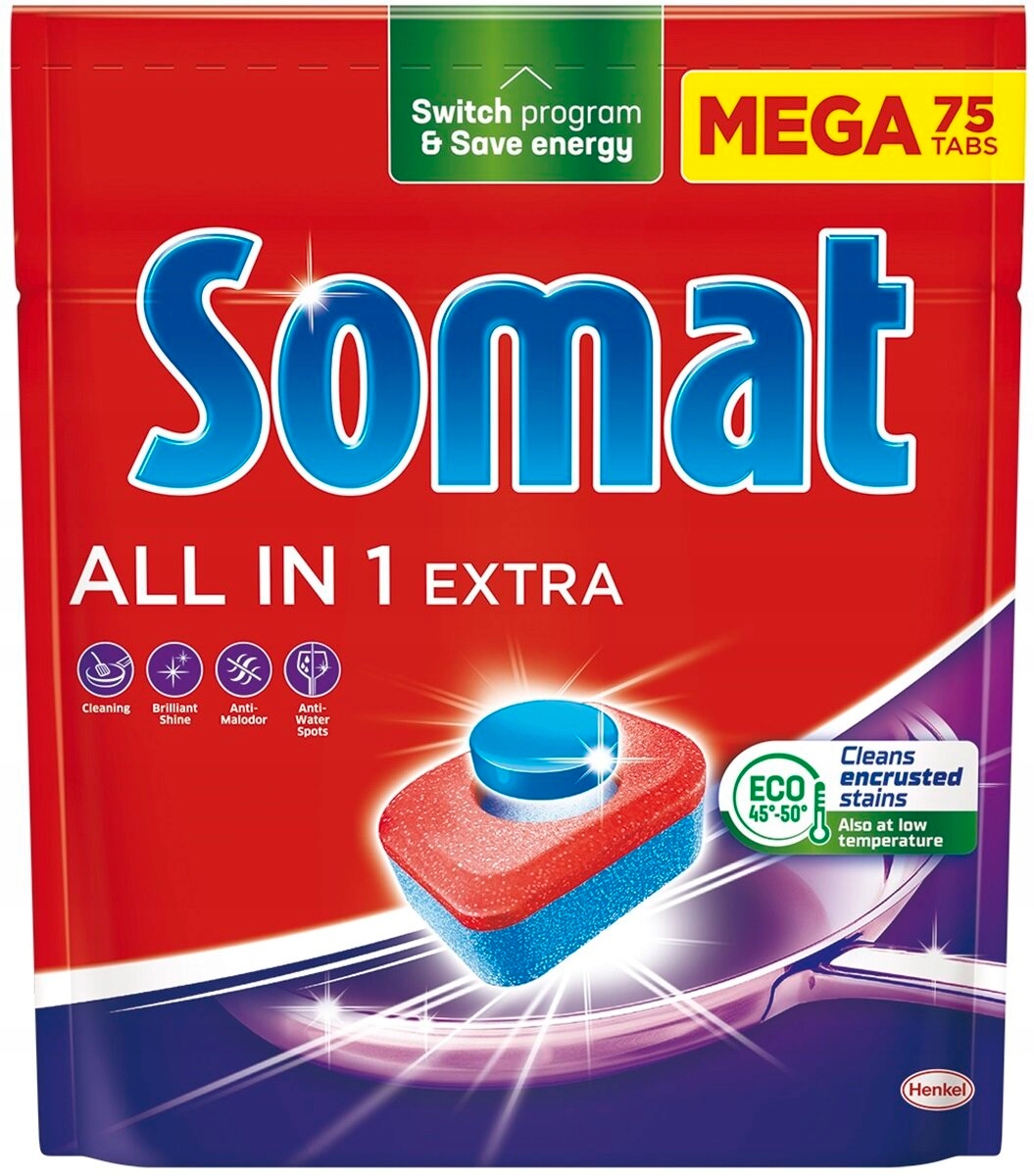 Tabletki do zmywarek SOMAT All in One Extra - 75 szt. – Skuteczne czyszczenie naczyń