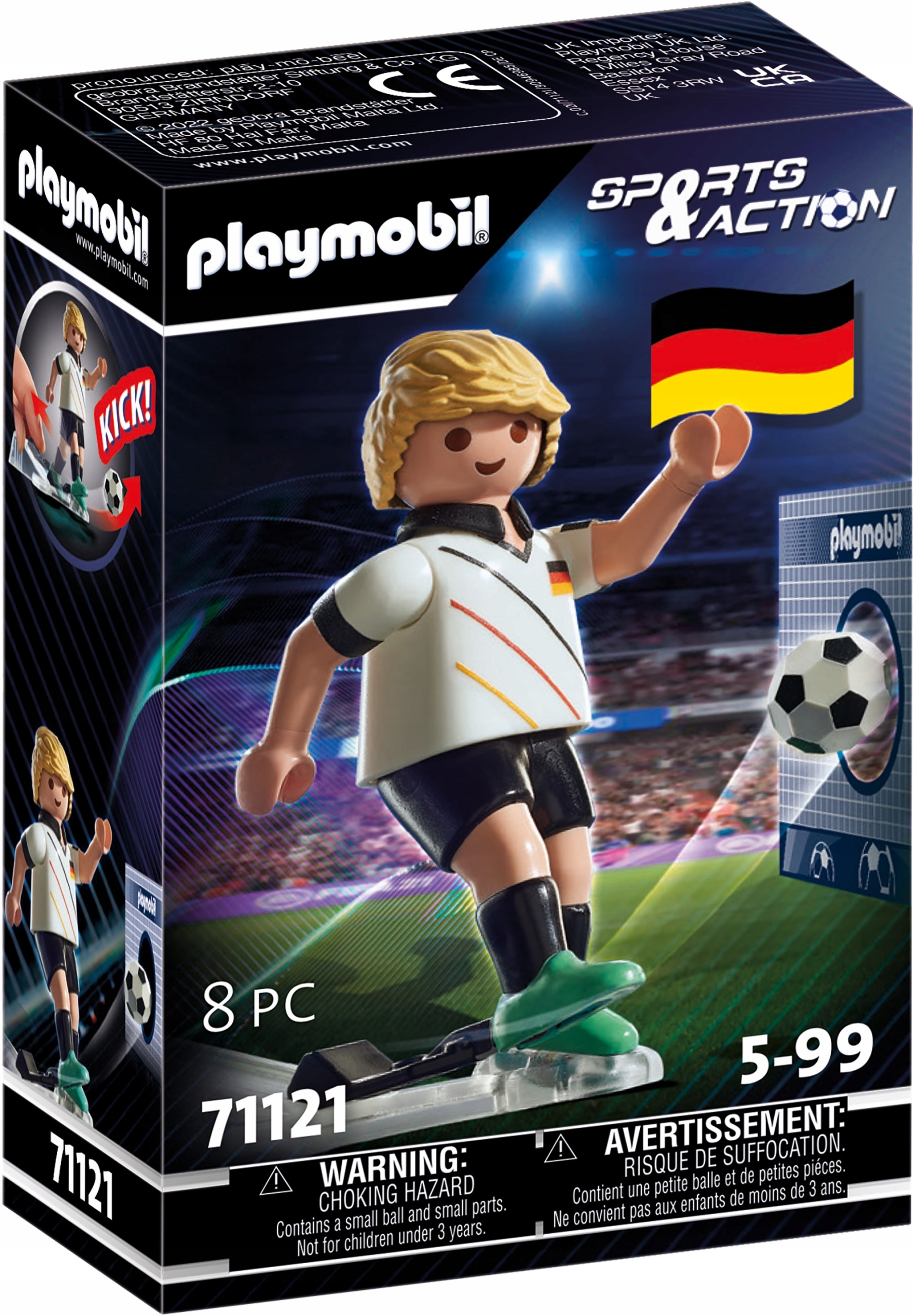 PLAYMOBIL 71121 Piłkarz Reprezentacji Niemiec – Zabawka dla małych sportowców