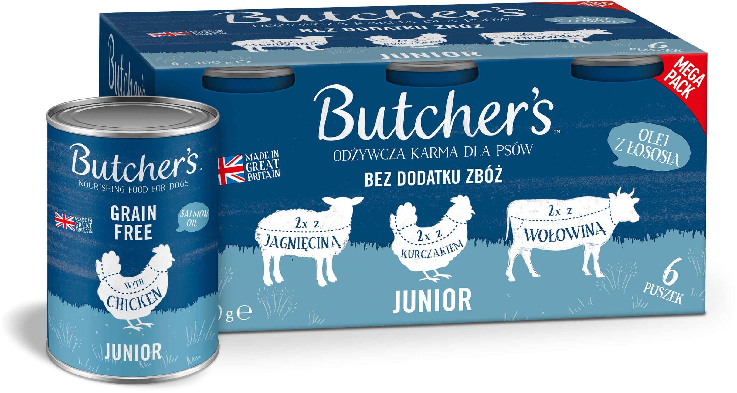 Butcher's Original Junior megapack mix smaków kawałki w galaretce karma dla psów 6 x 400g – Doskonały wybór dla Twojego pupila