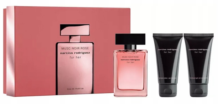 Narciso Rodriguez Musc Noir Rose – Zestaw dla kobiet EDP 50 ml, żel 50 ml, balsam 50 ml