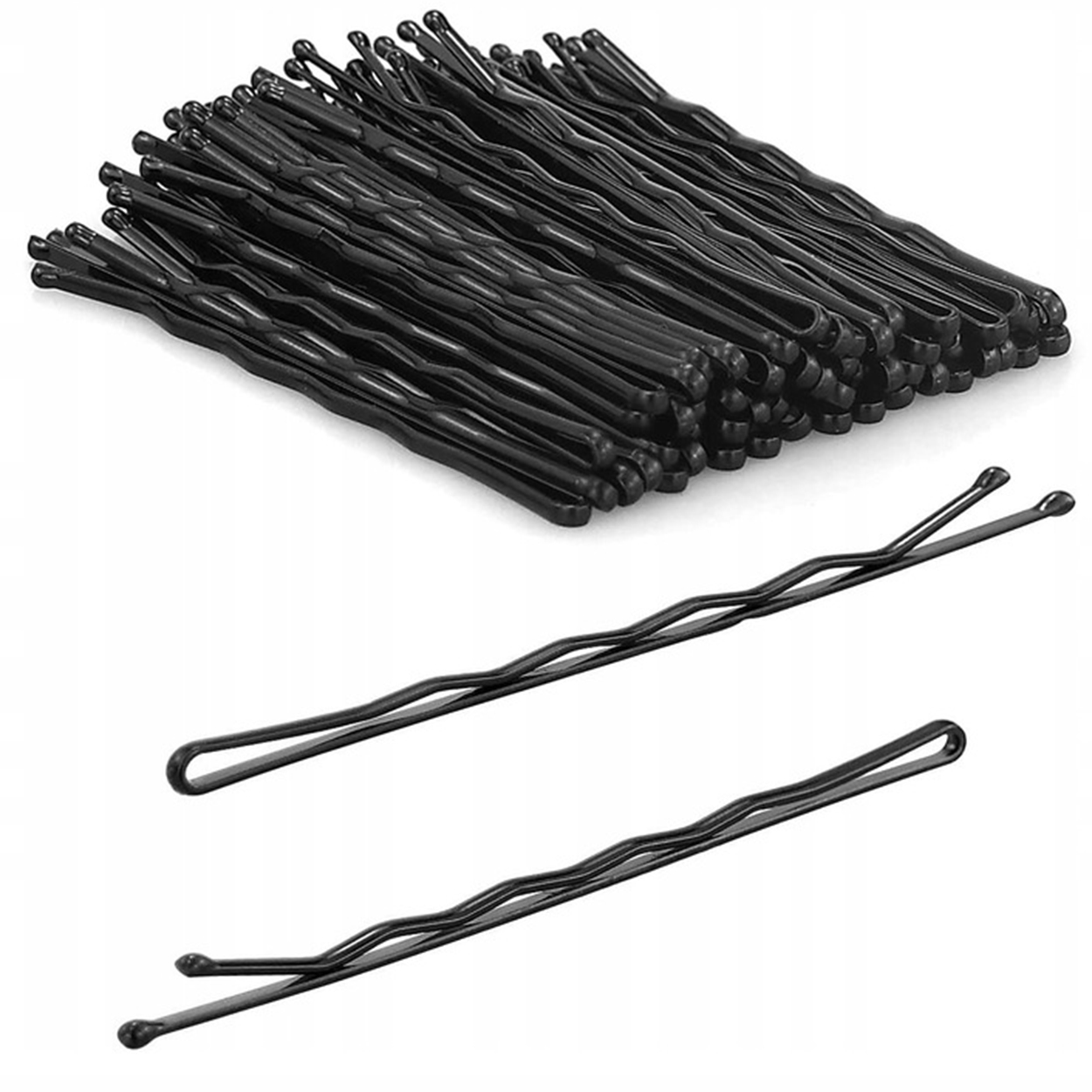 Wsuwki Czarne do Włosów Dla Kobiet Metalowe Karbowane z Kulką WSUWKA 48 szt – Idealne do stylizacji