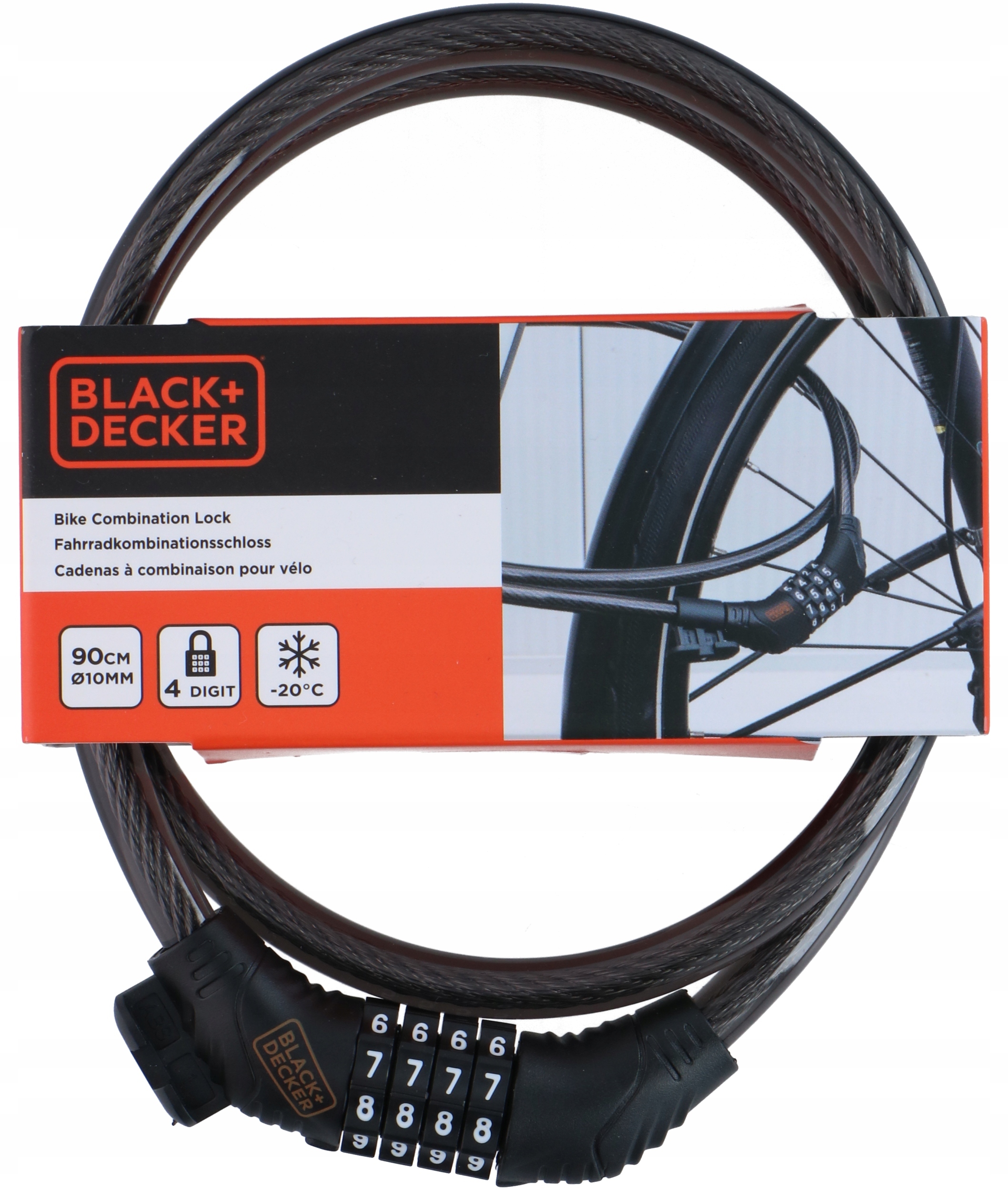 ZAPIĘCIE ROWEROWE LINKA NA SZYFR 10x900MM Z UCHWYTEM BLACK+DECKER – Bezpieczne rozwiązanie dla Twojego roweru