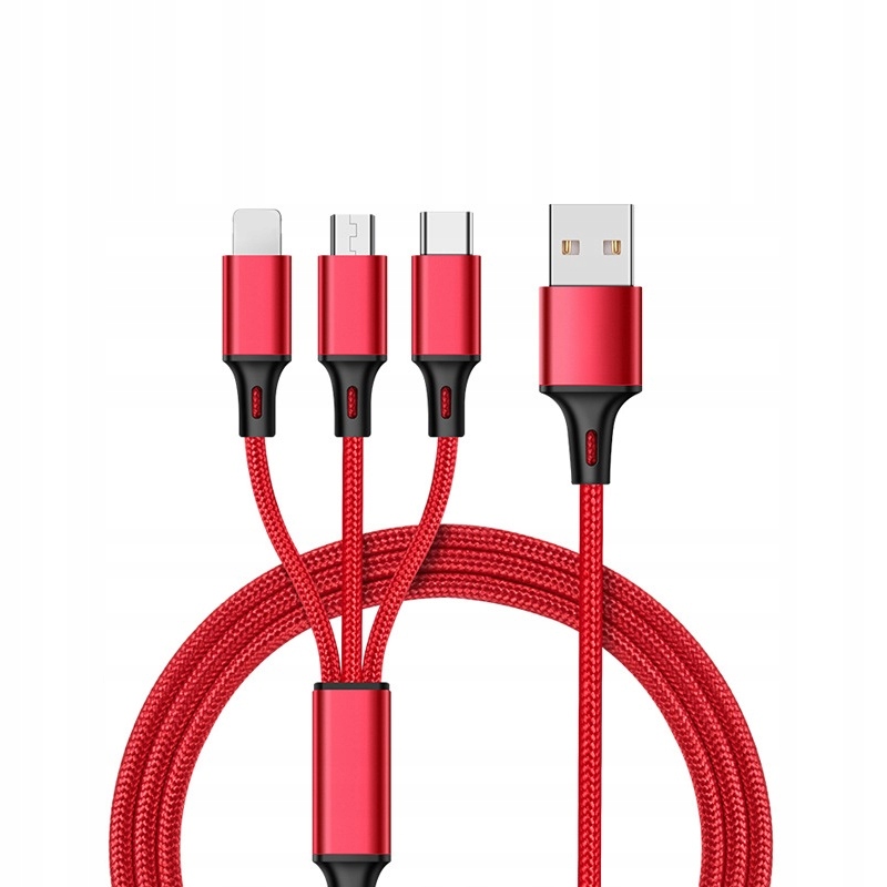 Kabel Ładowarka 3w1 1.2m TYP-C Lightning USB-C 5A – Wszechstronność i wygoda w jednym
