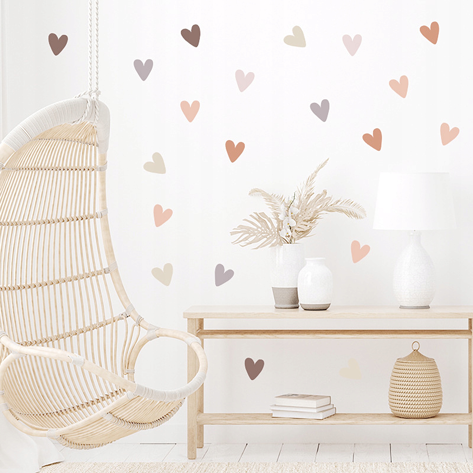 SIPO-WS63041 NAKLEJKI NA ŚCIANĘ SERCA BOHO – Kolorowa dekoracja do pokoju dziecka