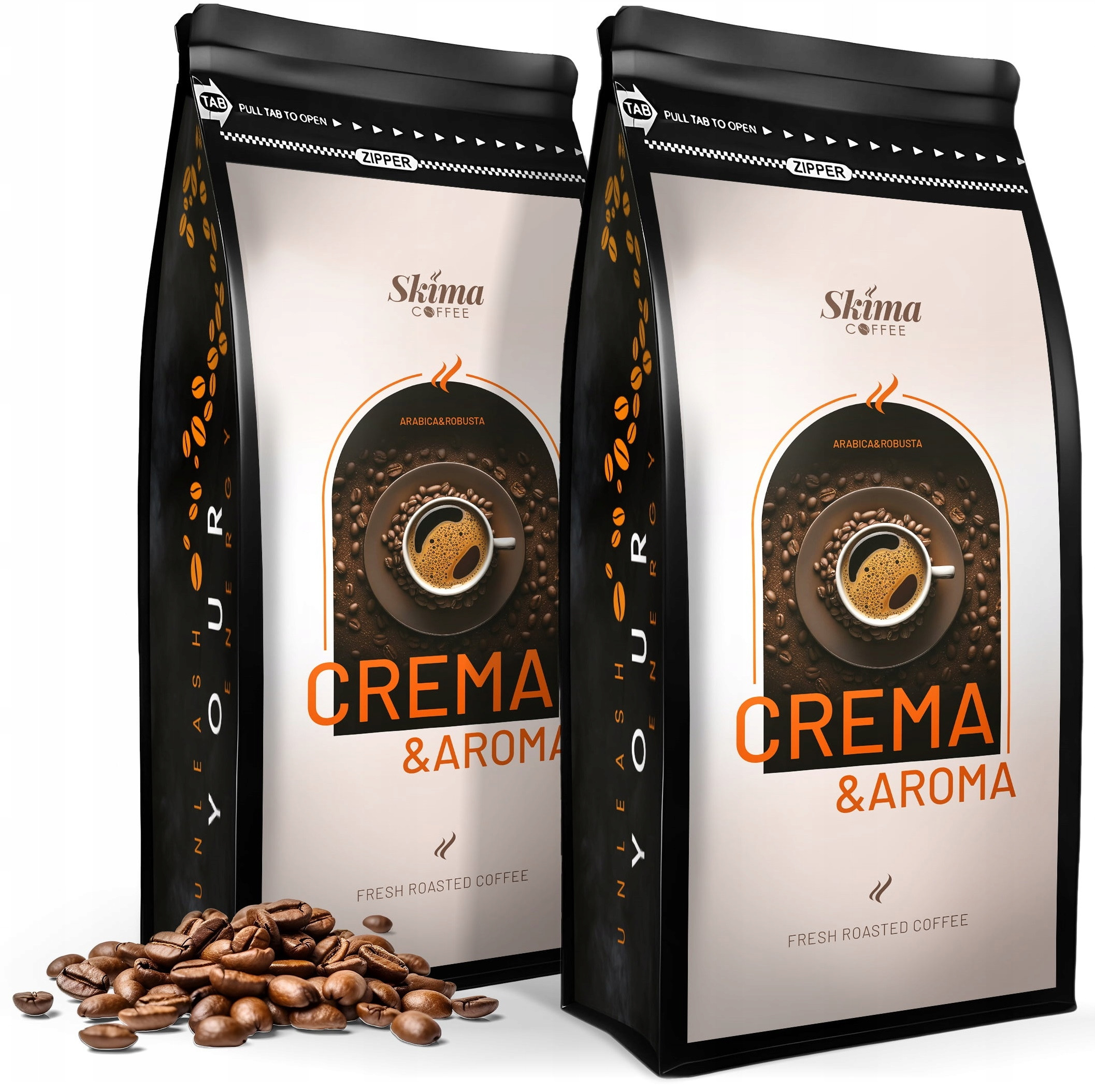 Zestaw Kawa ziarnista 1kgX2 CREMA AROMA BLEND – Świeżo Palona do ekspresu + GRATIS