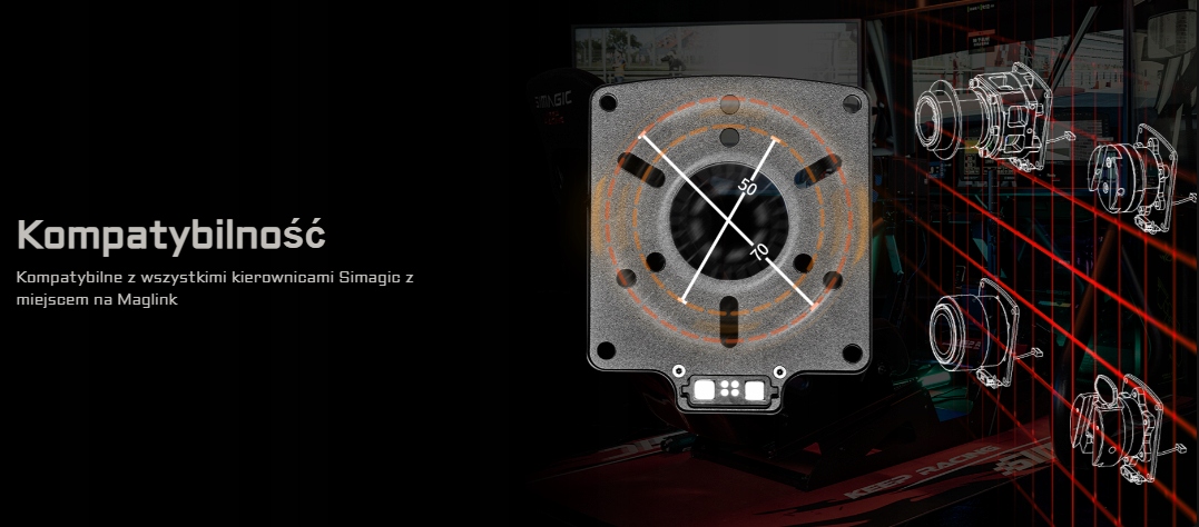 Świetna kompatybilność z kołami Simagic