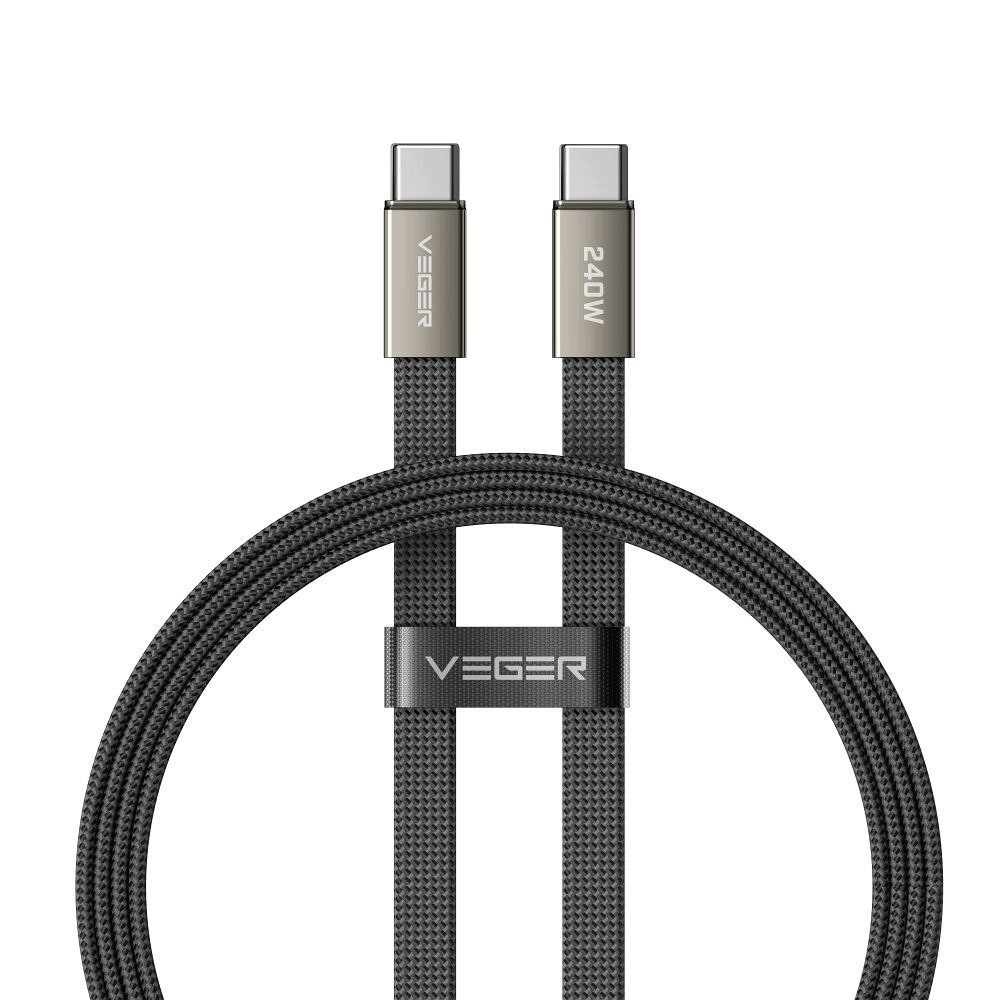 Płaski kabel USB C do USB C PD 5A 240W 1,5 m CC2-MTB – Wydajne ładowanie w zasięgu ręki