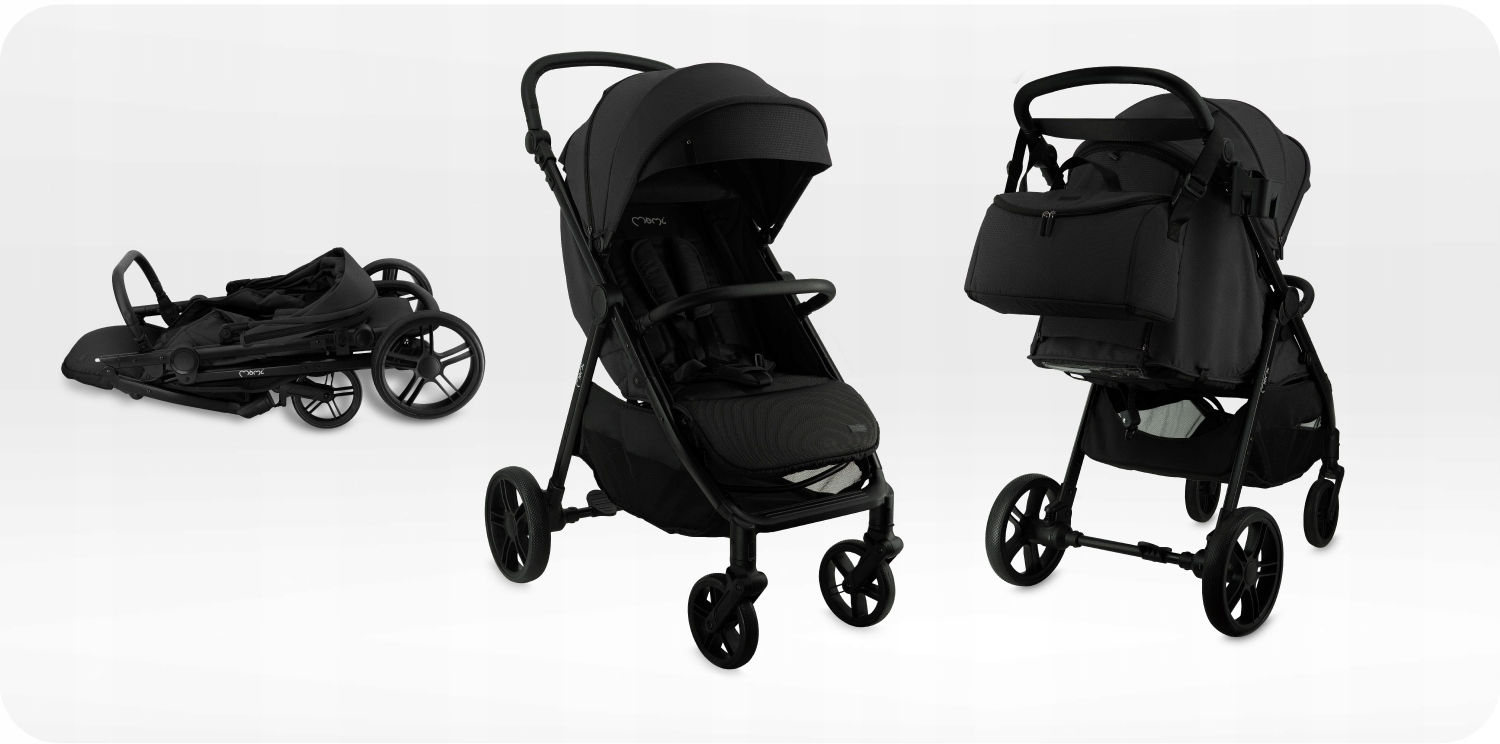 Wózek spacerowy MoMi Clara – Komfort i styl w kolorze czarnym