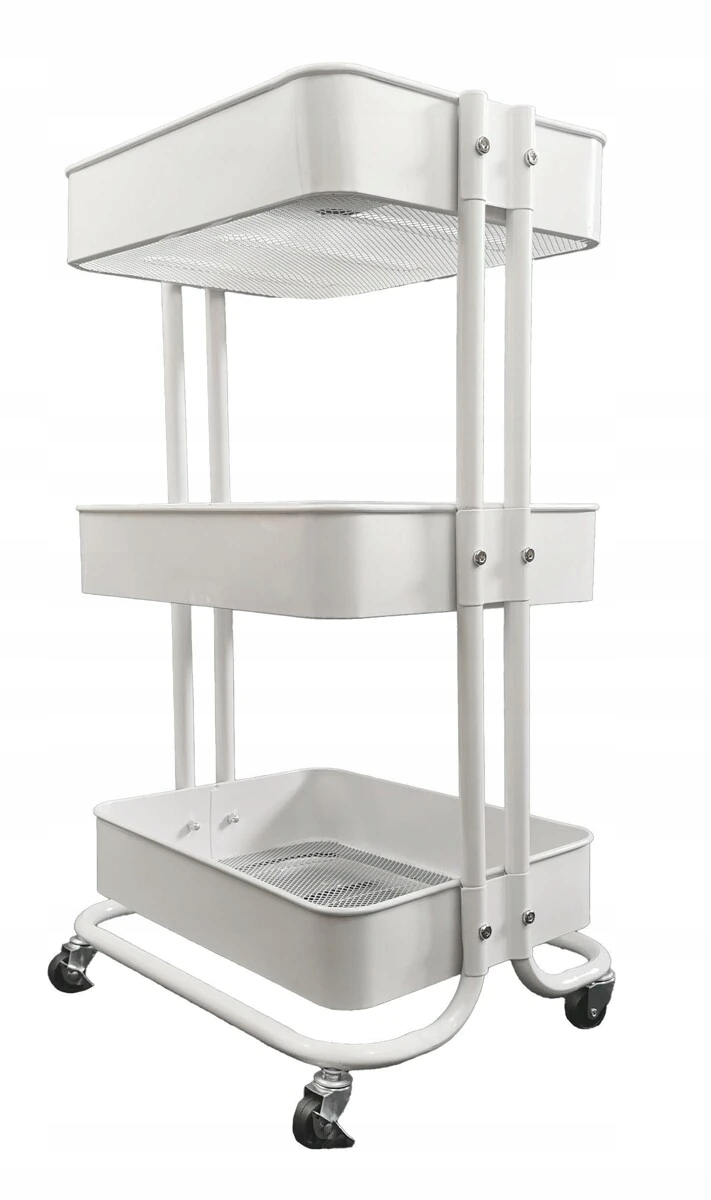 Metalowy wózek 3 poziomy 75 cm biały – Idealne rozwiązanie do organizacji przestrzeni