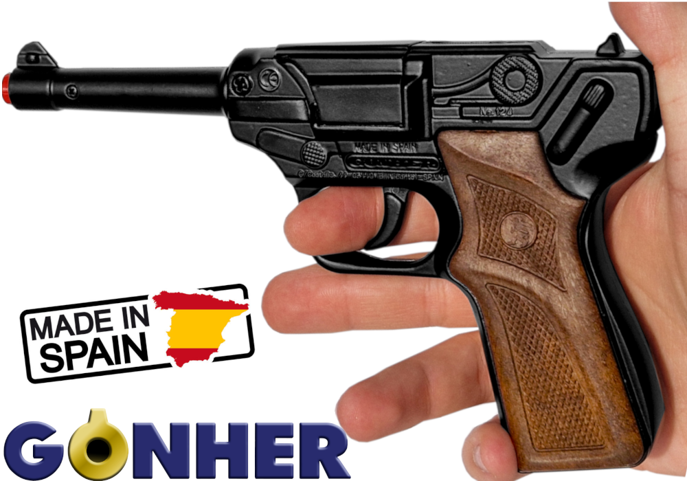 GONHER Hiszpański Metalowy Pistolet Parabellum LUGER Na Kapiszony 8-Strzałowy TOMDORIX