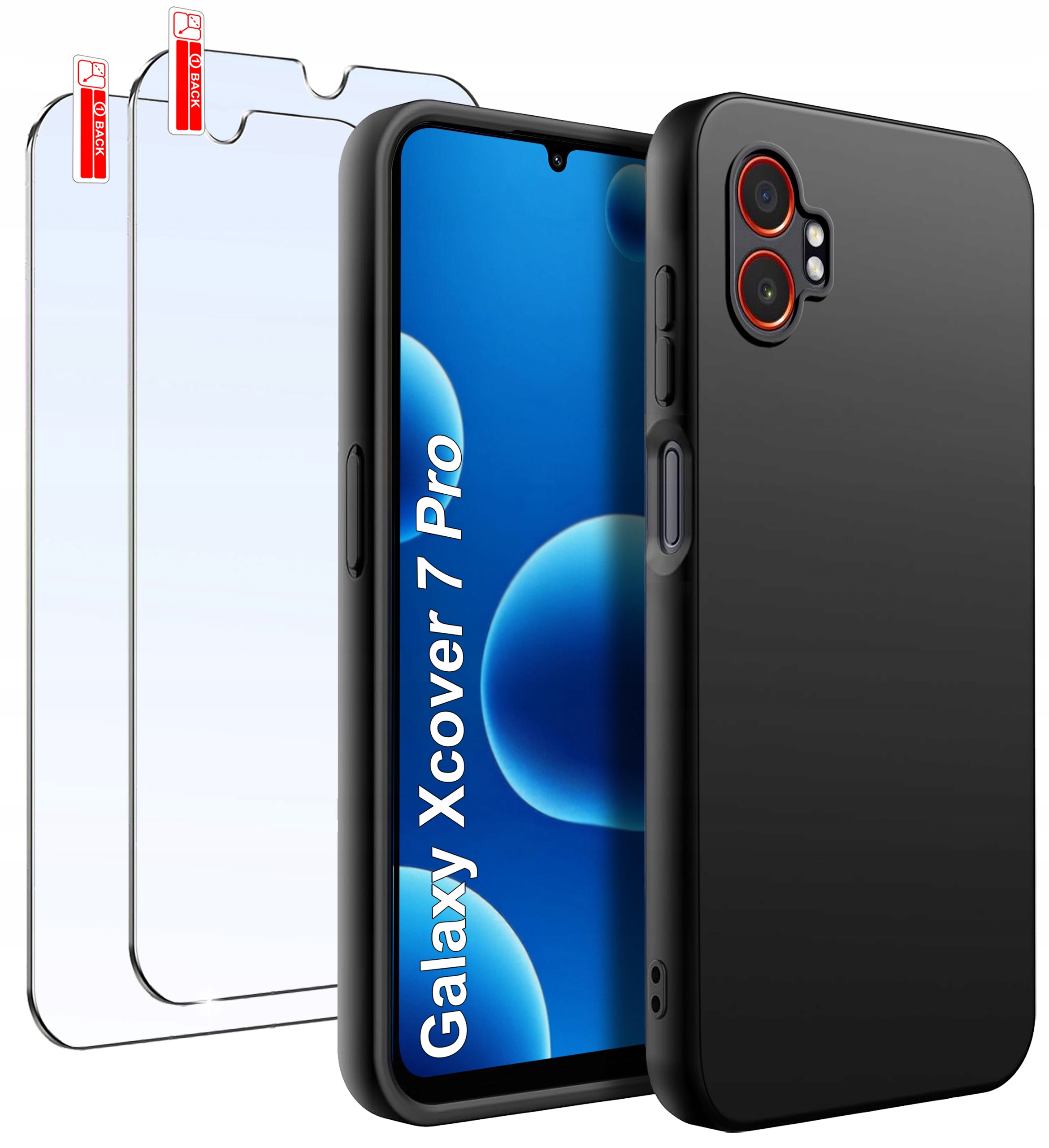 Zestaw Etui do Samsung Xcover 7 Pro Matowe Czarne Silikon 2 SZTUKI SZKŁO – Kompleksowa ochrona dla Twojego smartfona