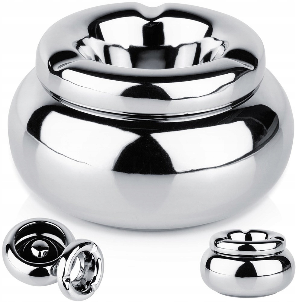 Popielniczka dolomit srebrna okrągła popielnica 11cm VILDE 489318-S – Elegancja i funkcjonalność w jednym